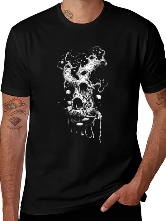Distorted Skull Graphic Black T-Shirt