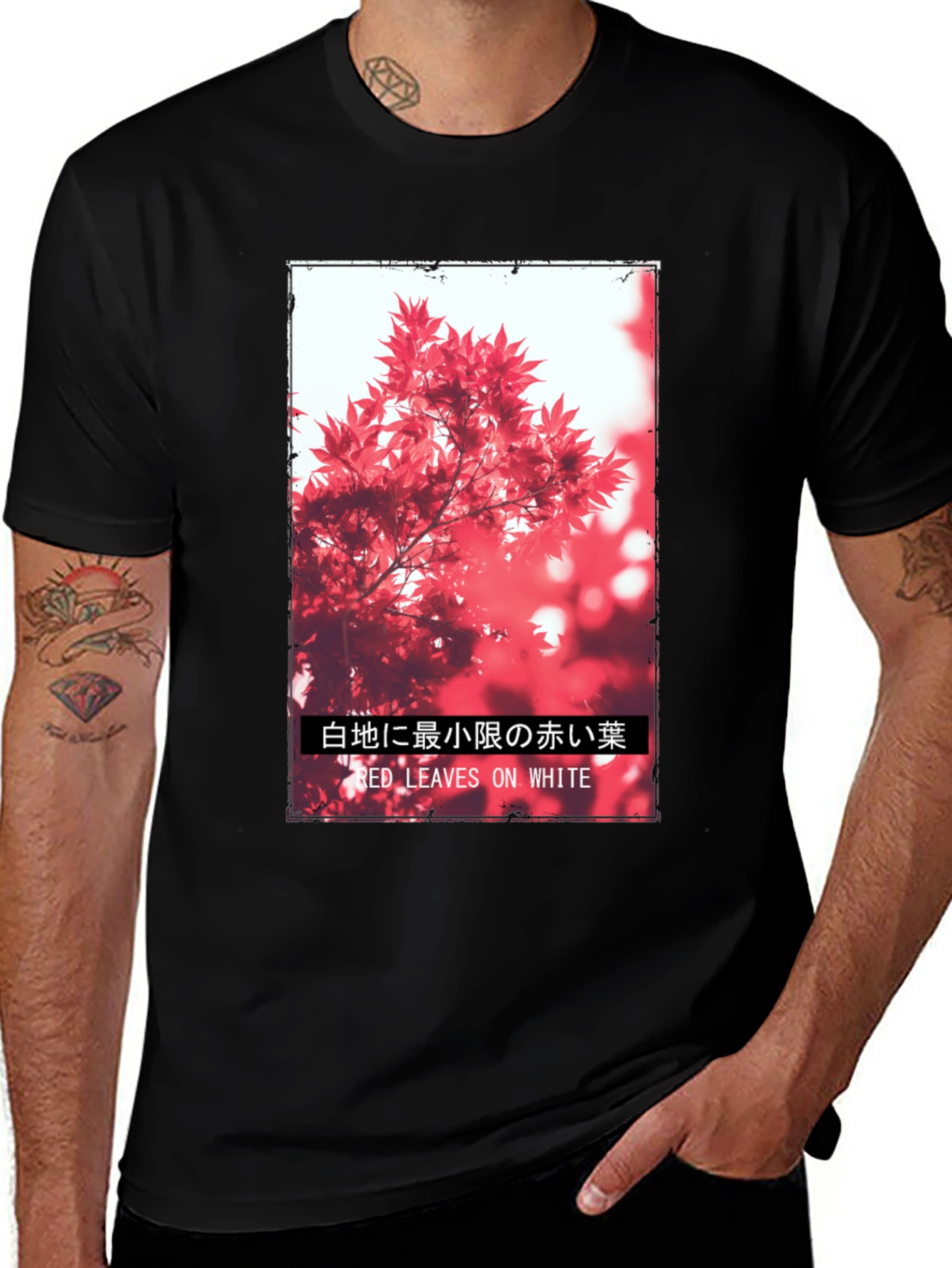 Red Leaves on White Graphic Tee