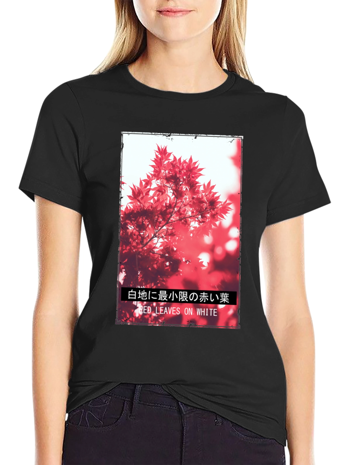 Red Leaves on White Graphic Tee