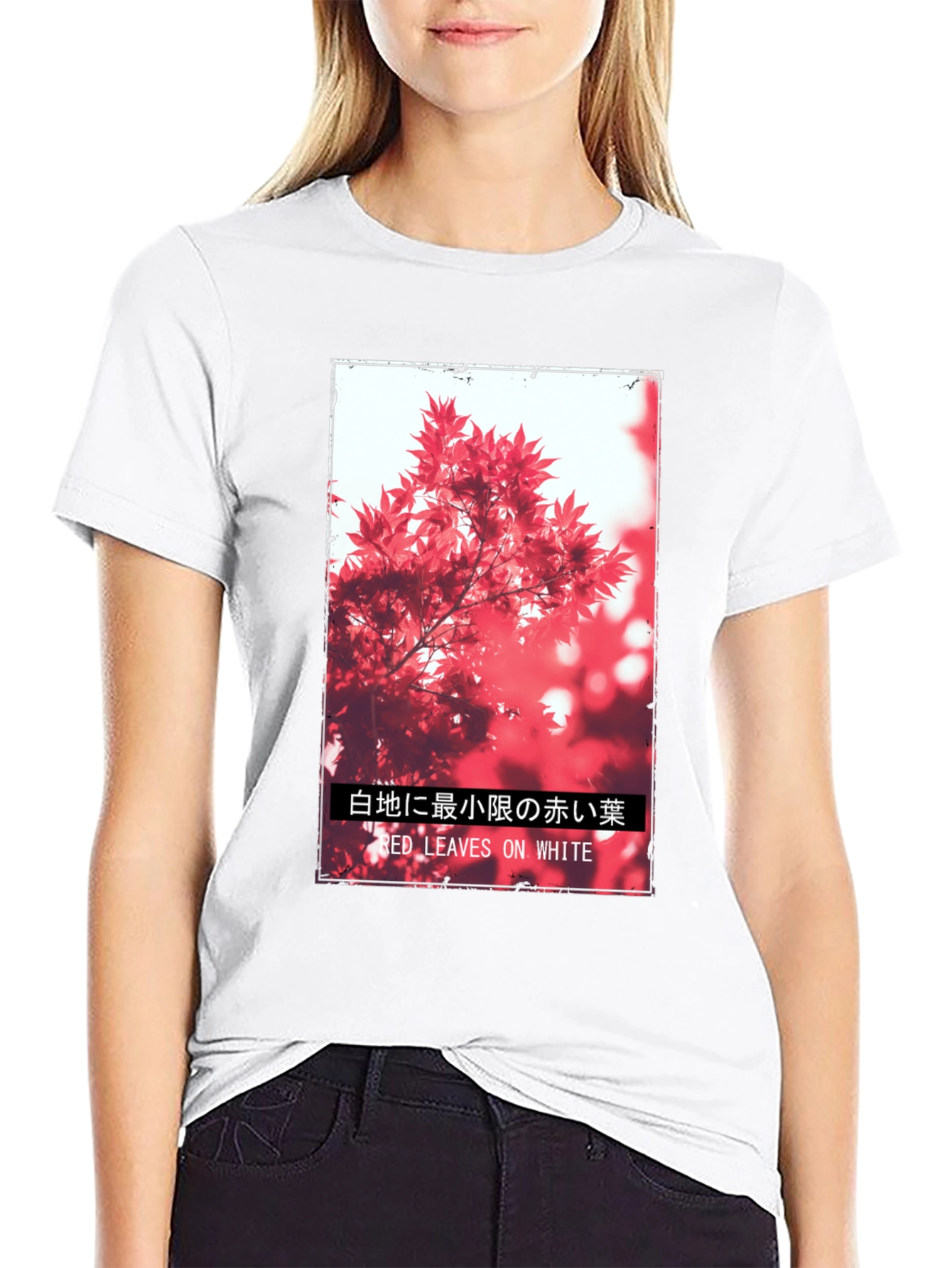 Red Leaves on White Graphic Tee