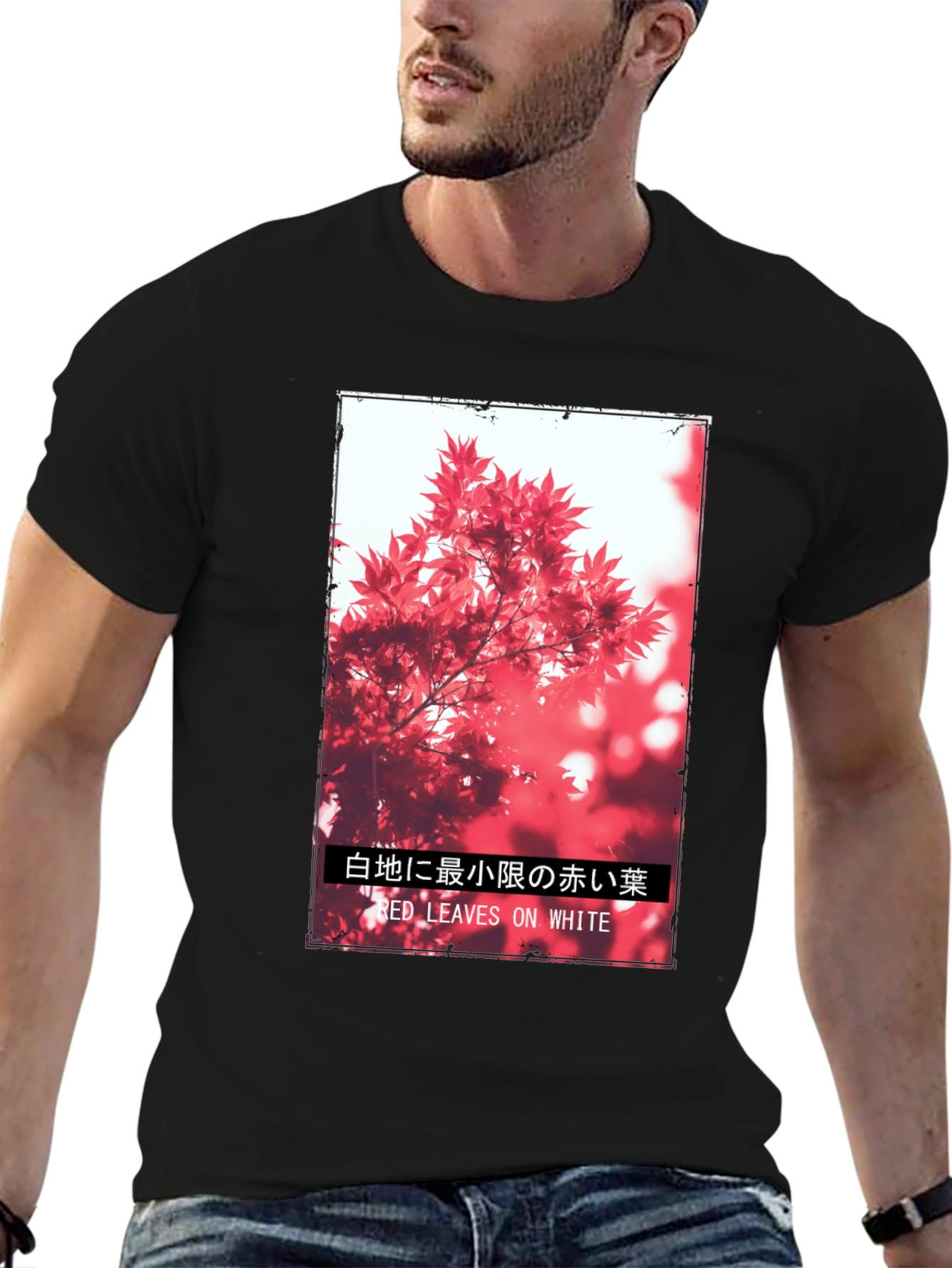 Red Leaves on White Graphic Tee