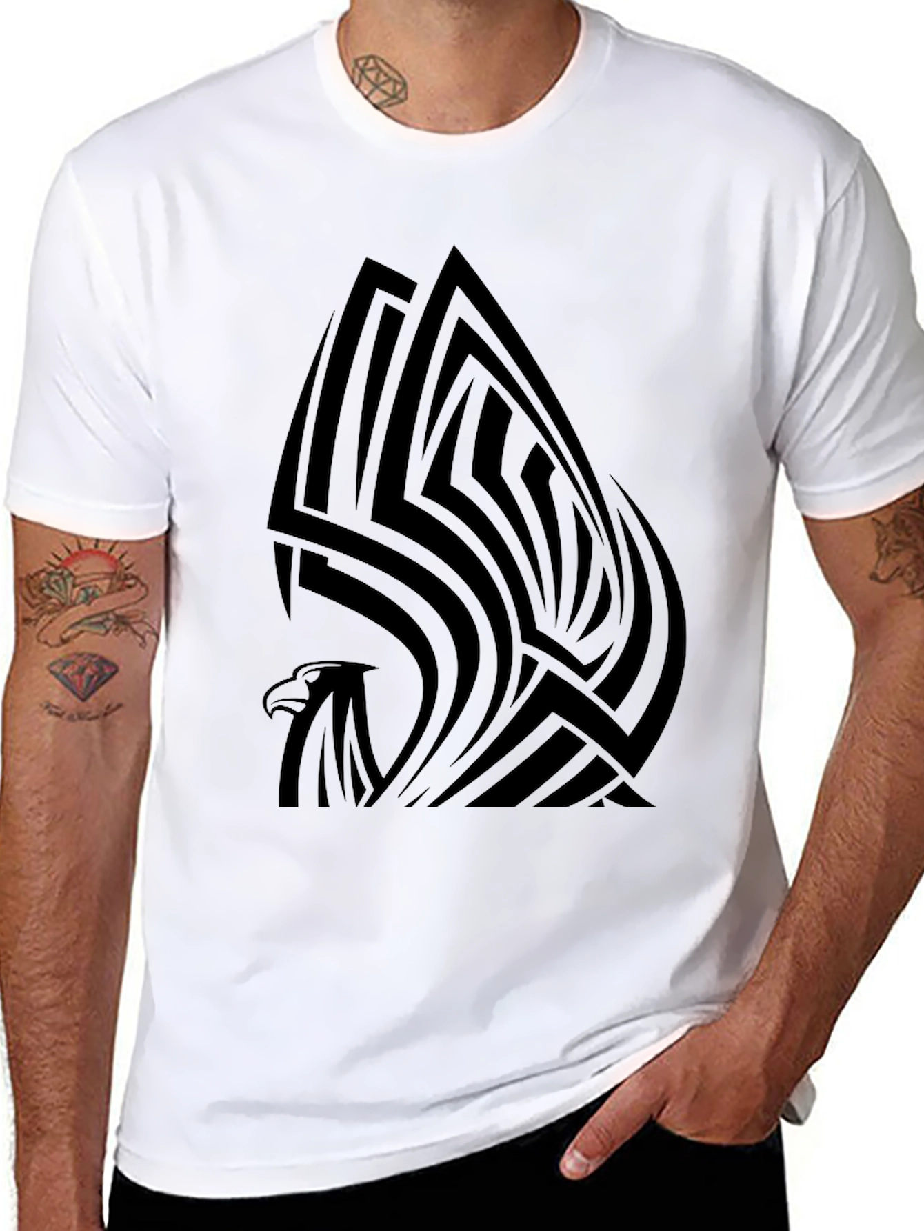 Tribal Eagle Graphic Tee - Stylish Mens Black T-Shirt