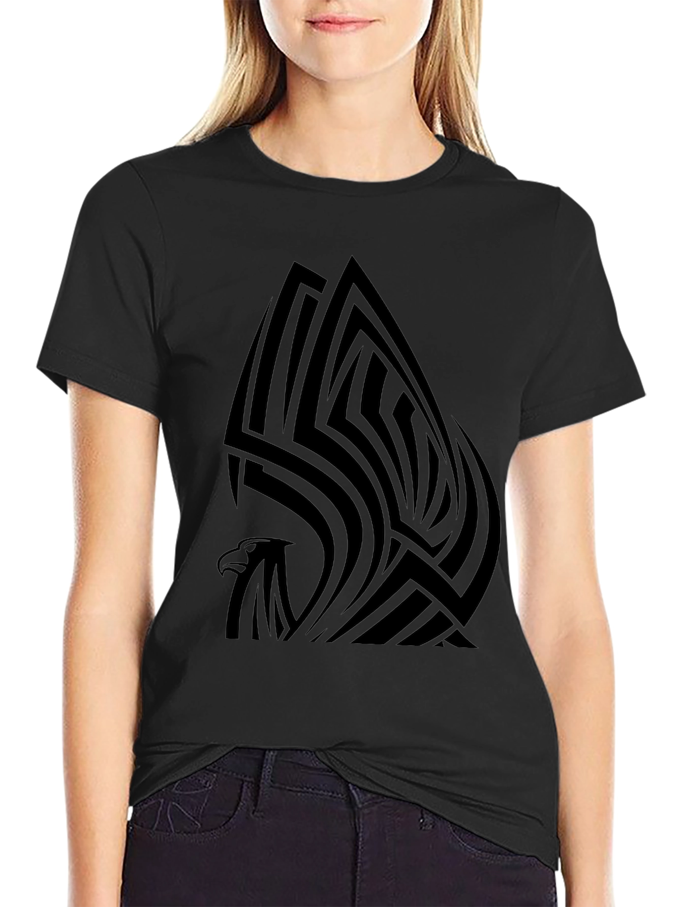 Tribal Eagle Graphic Tee - Stylish Mens Black T-Shirt