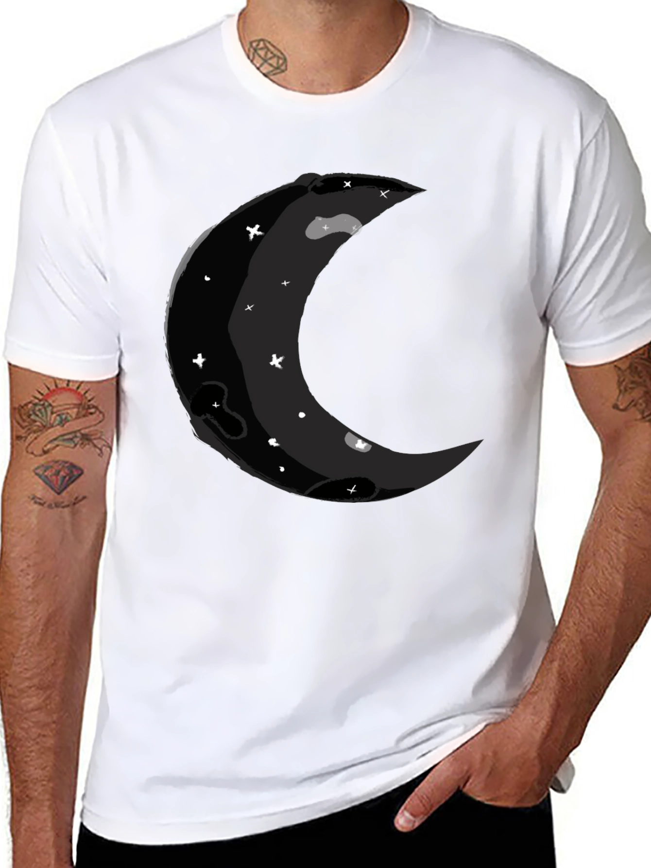 Crescent Moon Graphic Black T-Shirt
