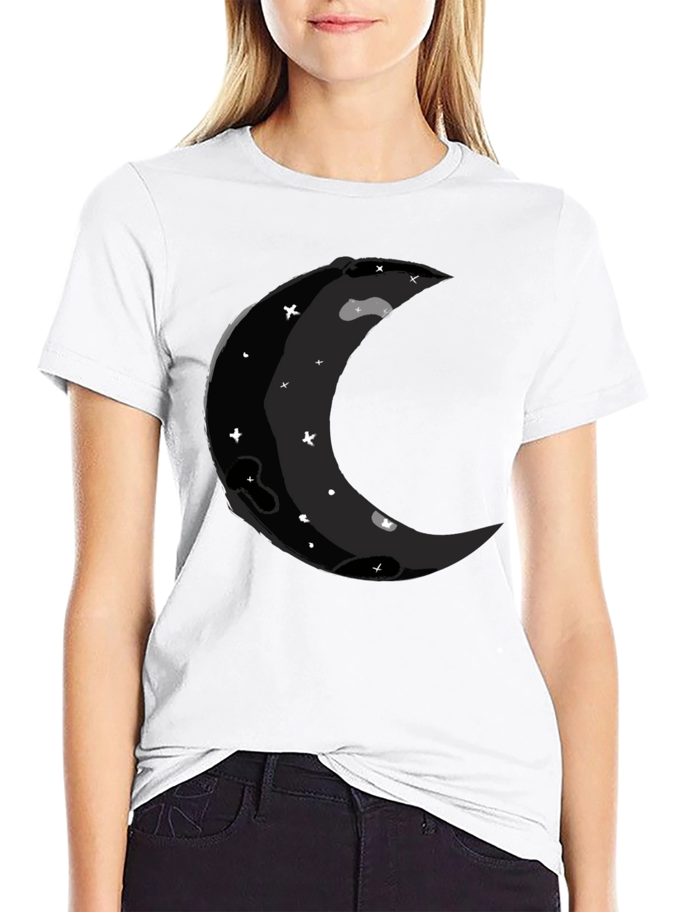 Crescent Moon Graphic Black T-Shirt