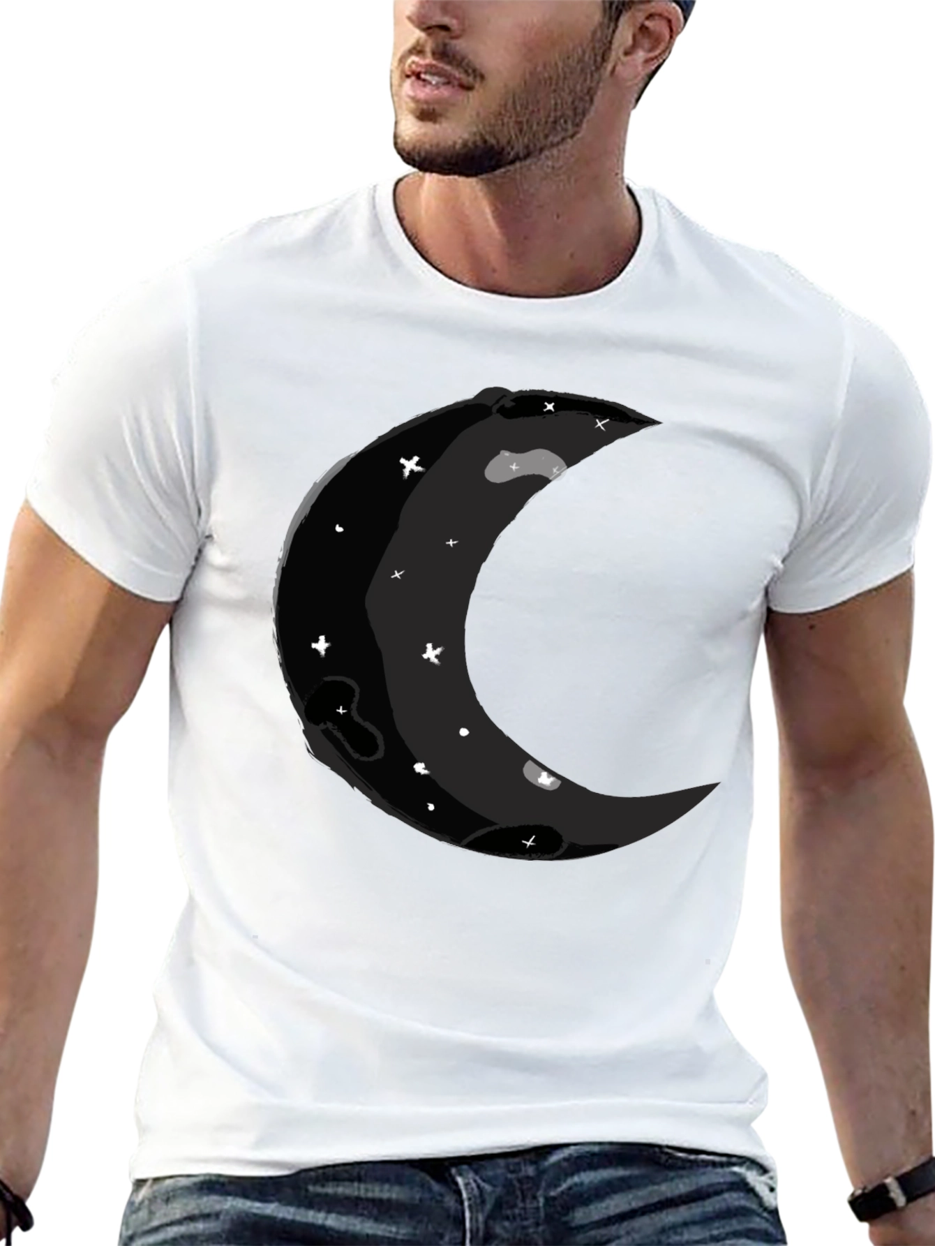 Crescent Moon Graphic Black T-Shirt