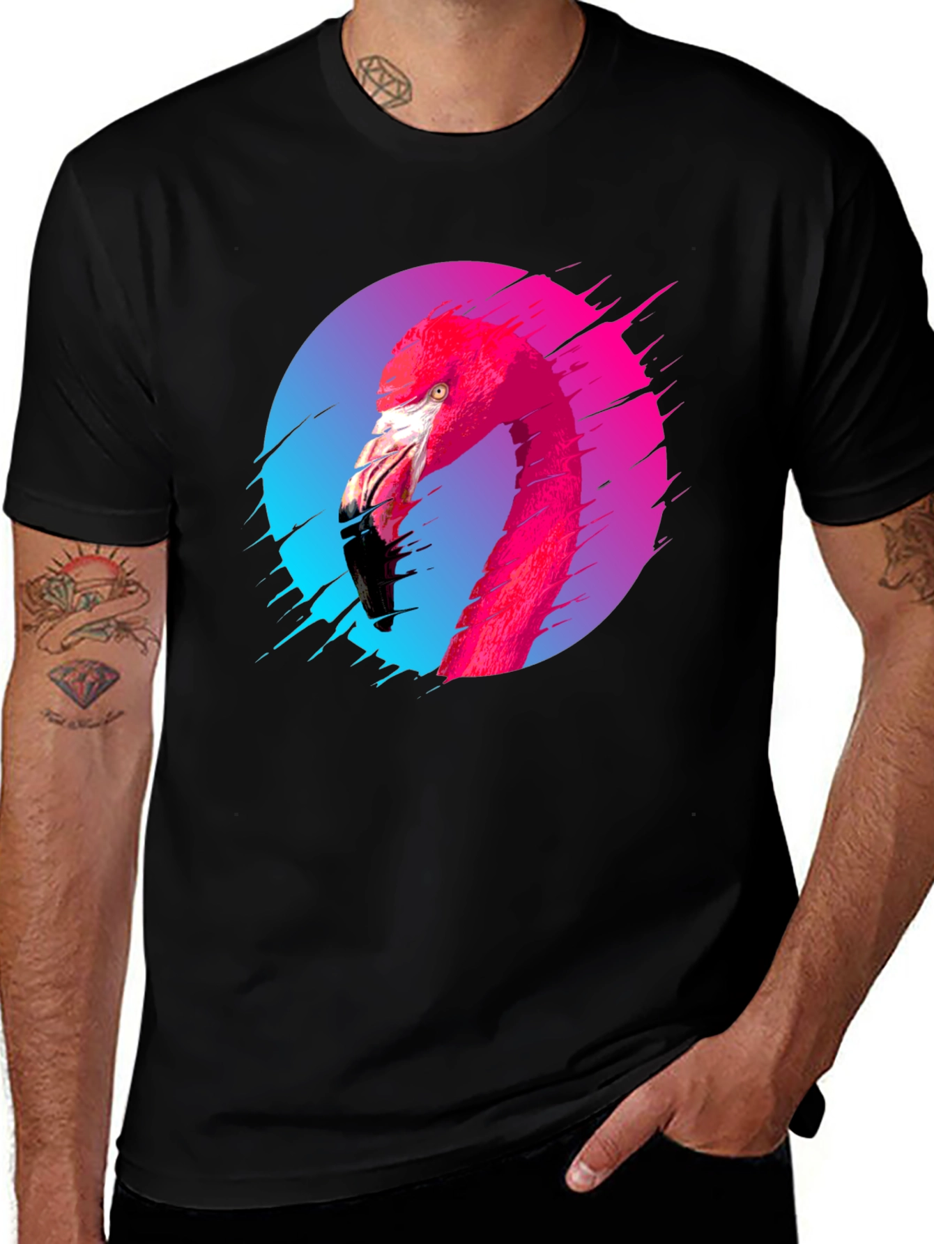 Flamingo Graphic Tee - Mens Black T-Shirt