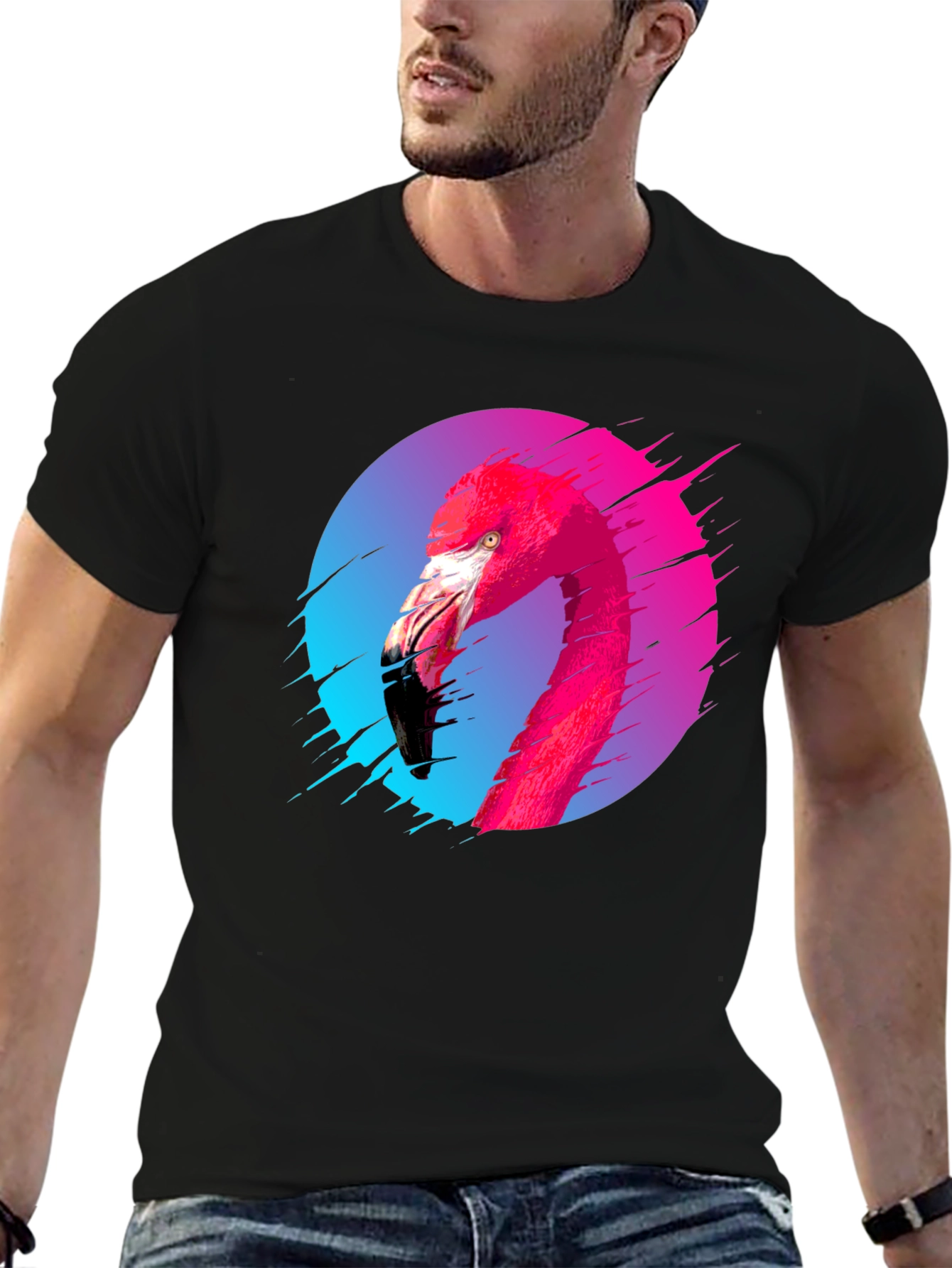 Flamingo Graphic Tee - Mens Black T-Shirt
