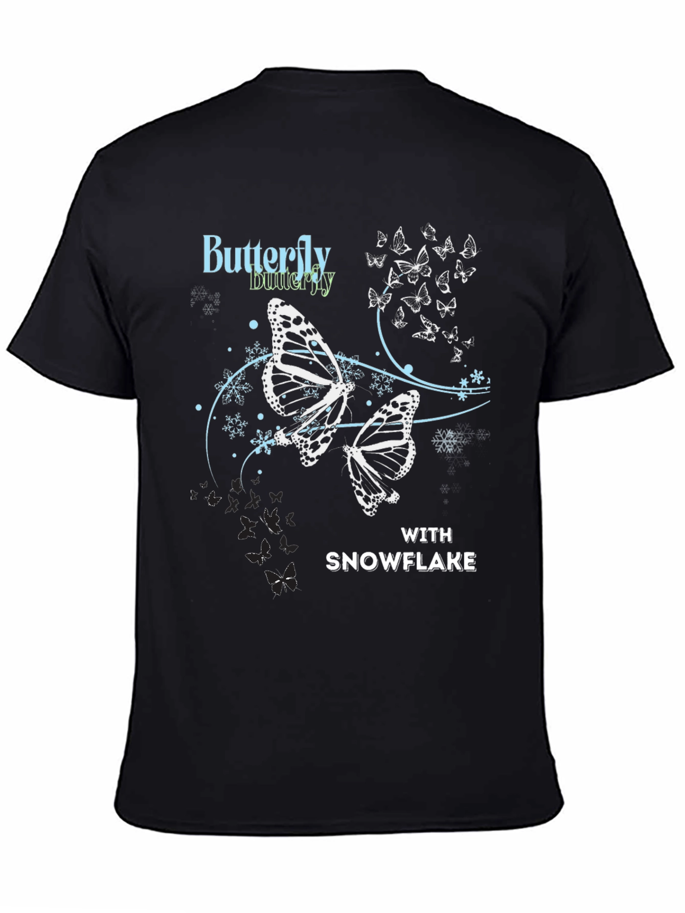 Butterfly Snowflake Graphic Tee - Black Casual Top