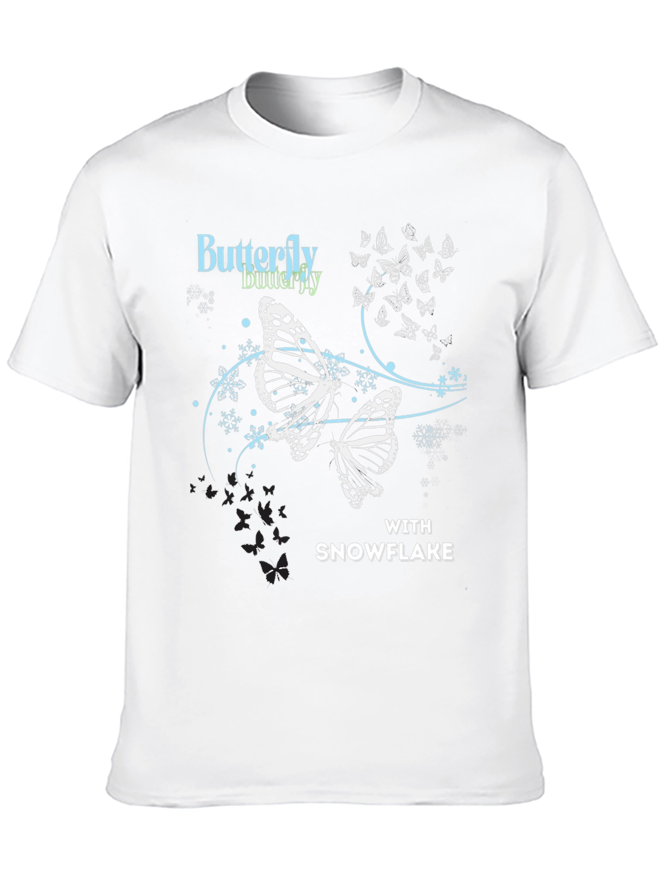 Butterfly Snowflake Graphic Tee - Black Casual Top