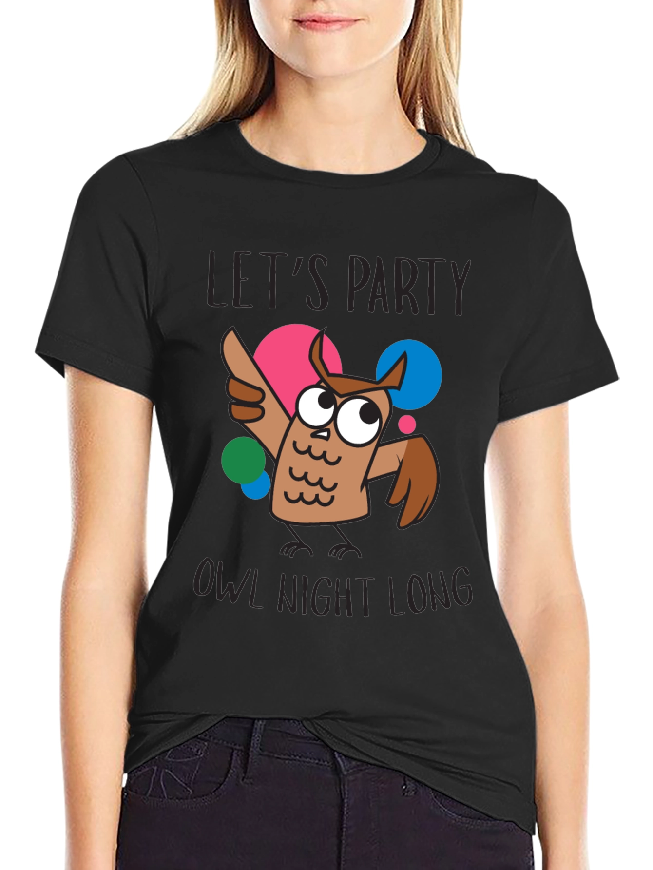Lets Party Owl Night Long Graphic T-Shirt