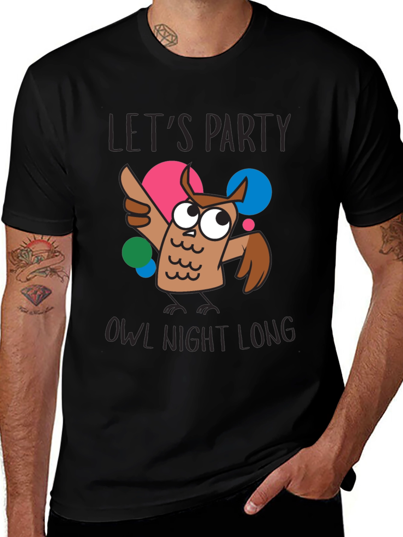 Lets Party Owl Night Long Graphic T-Shirt