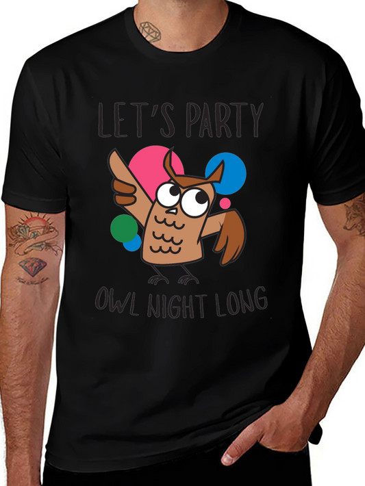 Lets Party Owl Night Long Graphic T-Shirt