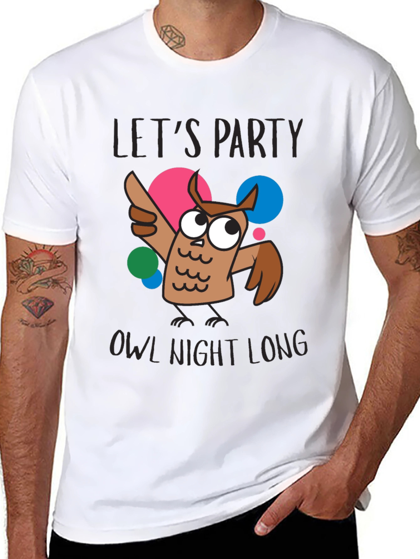 Lets Party Owl Night Long Graphic T-Shirt