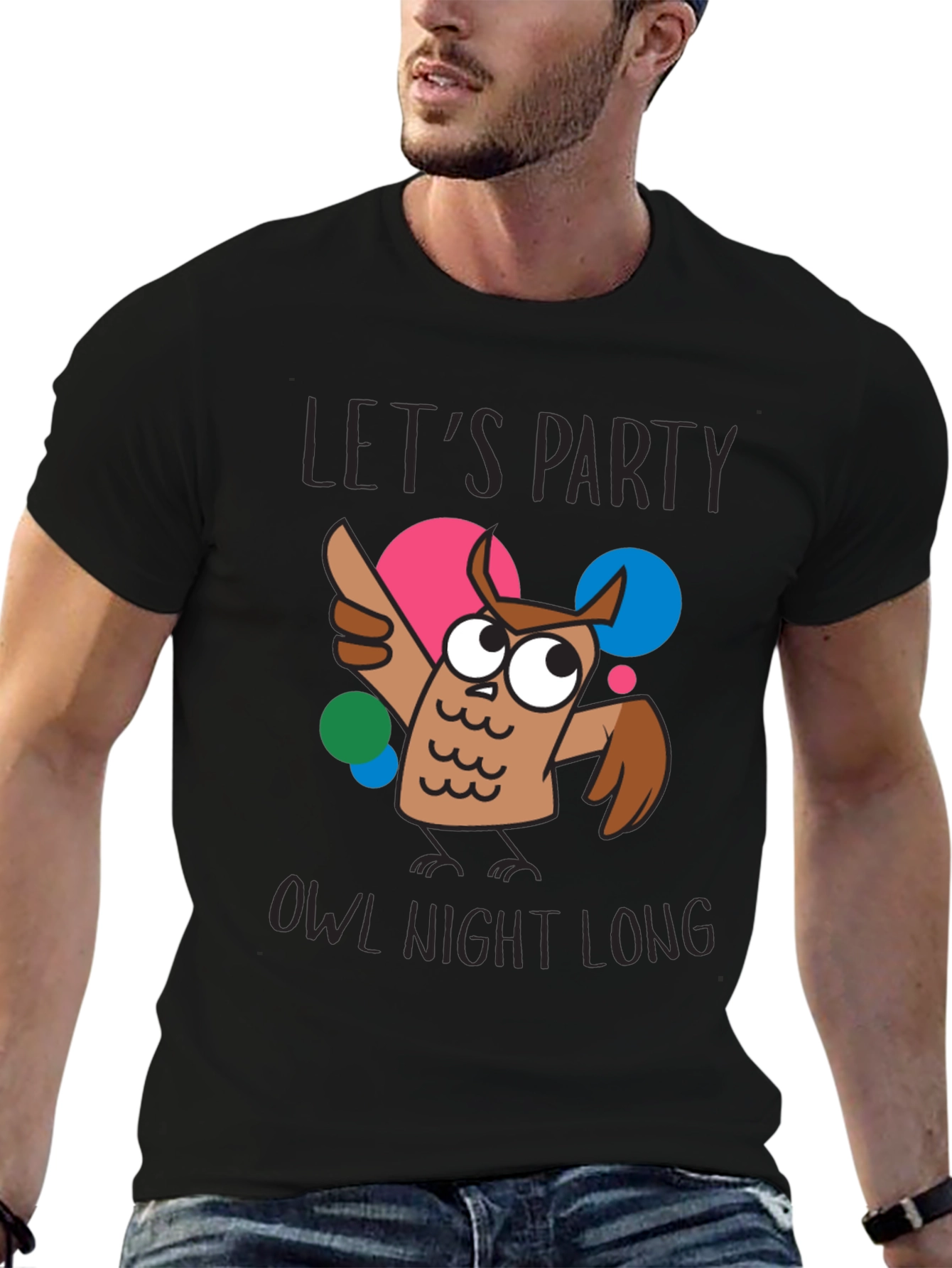 Lets Party Owl Night Long Graphic T-Shirt