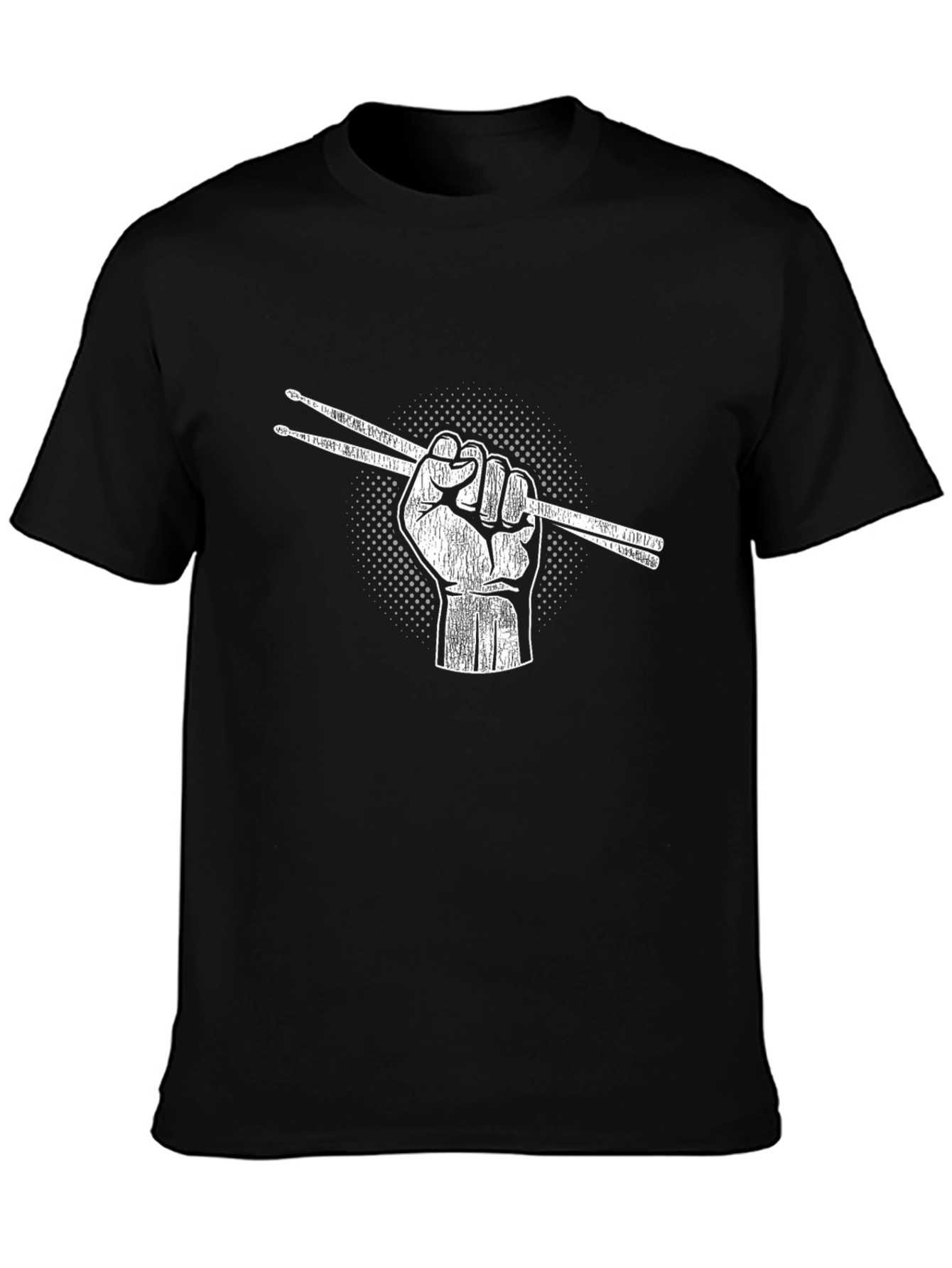 Drummers Fist Graphic T-Shirt - Black Cotton