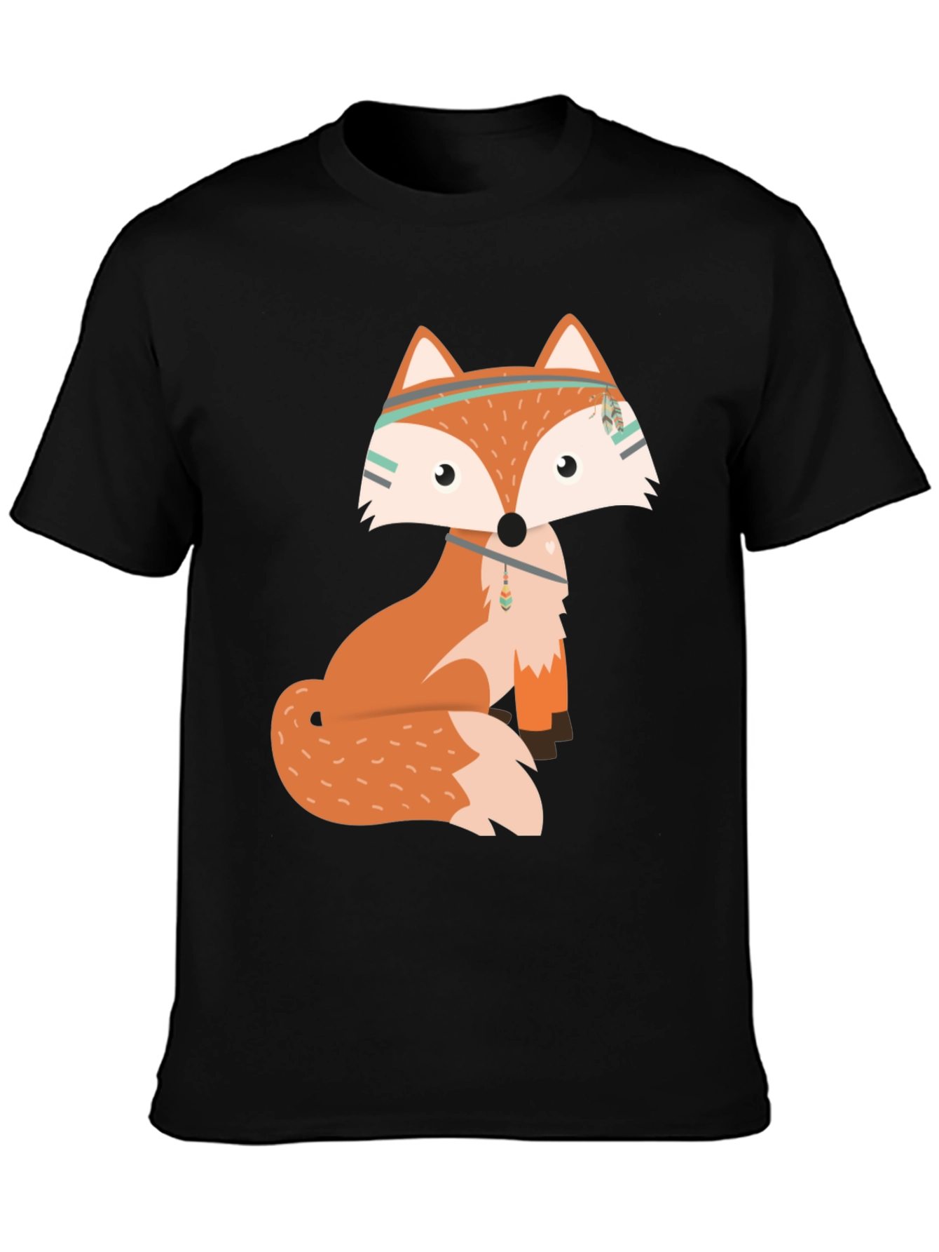 Trendy Fox Graphic Tee - Black Cotton Blend