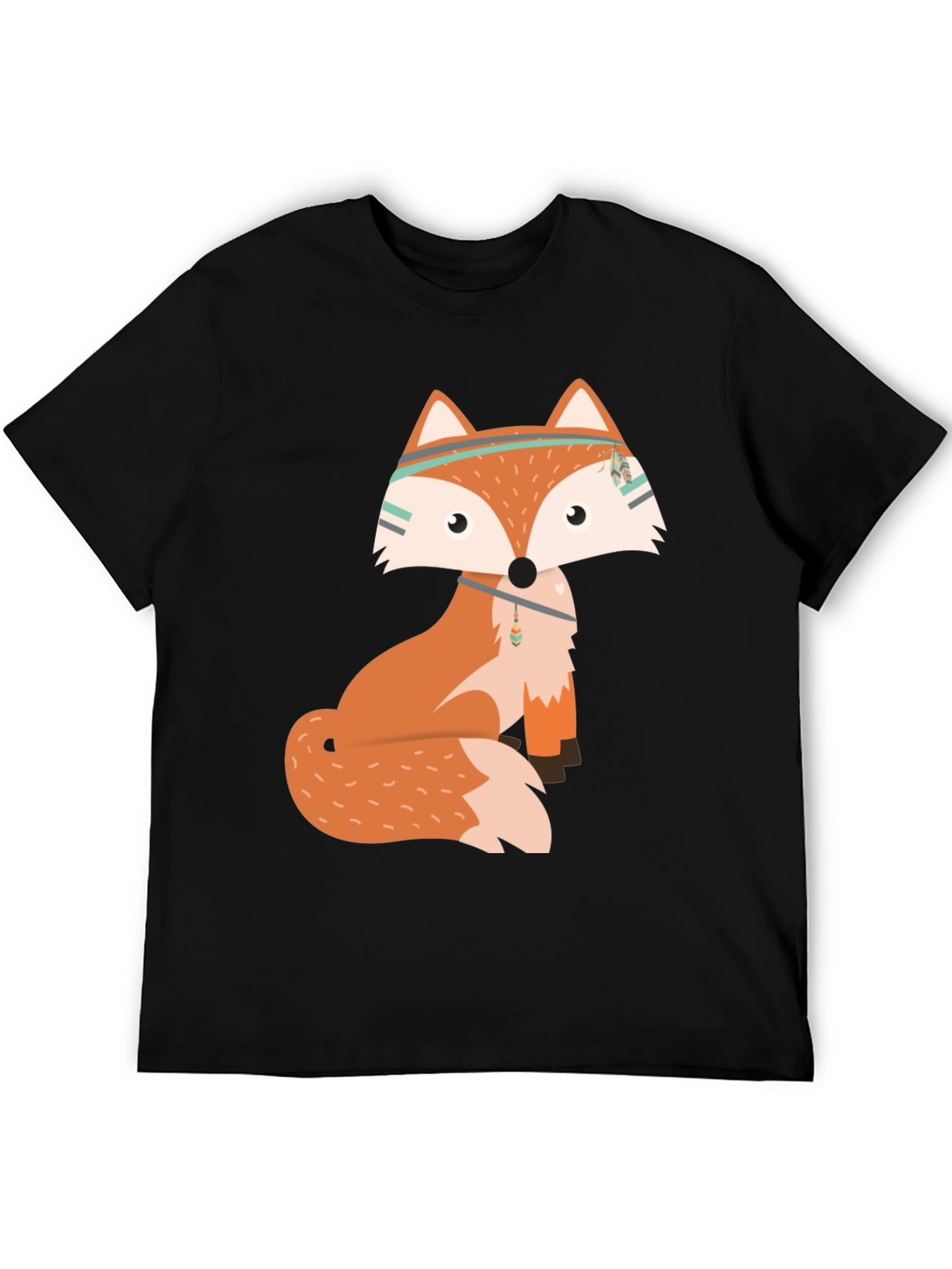 Trendy Fox Graphic Tee - Black Cotton Blend
