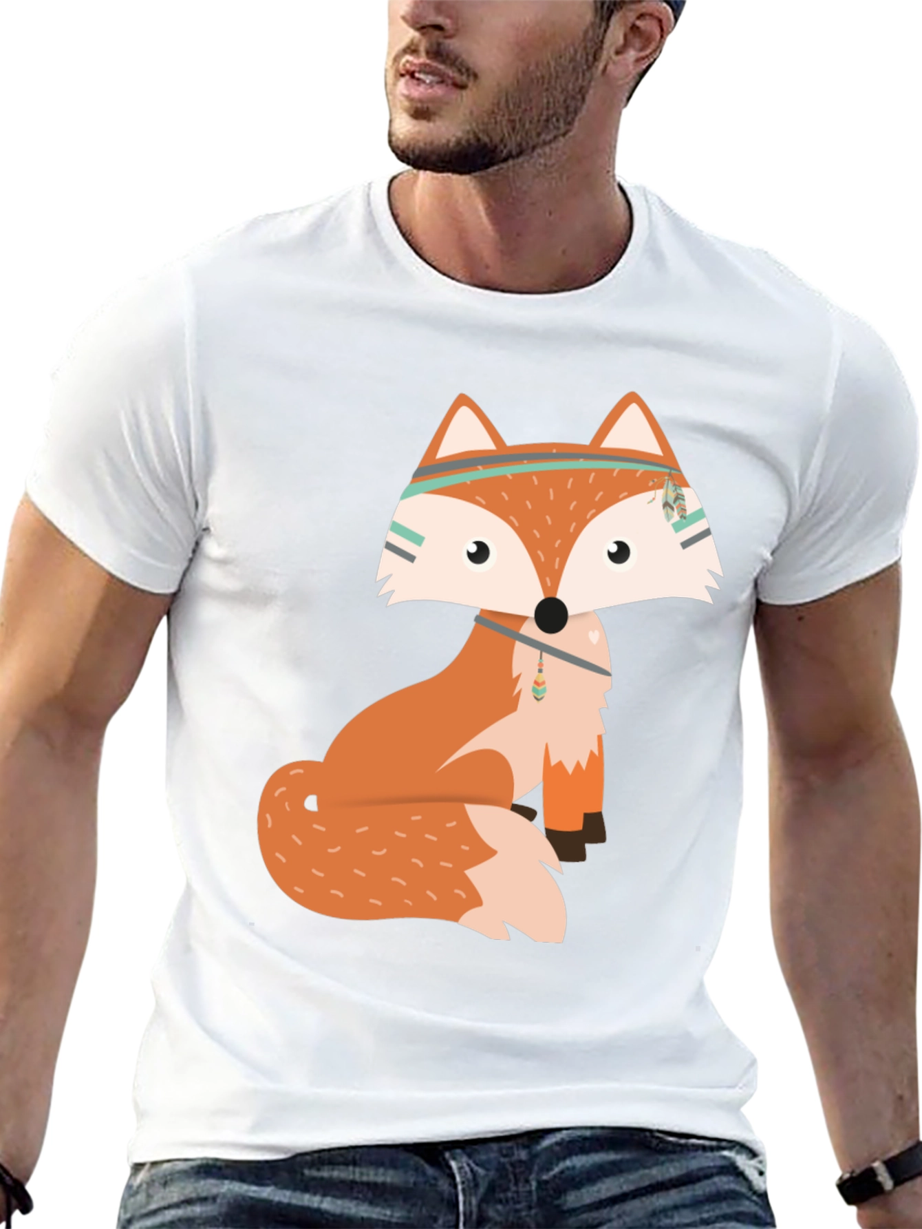 Trendy Fox Graphic Tee - Black Cotton Blend