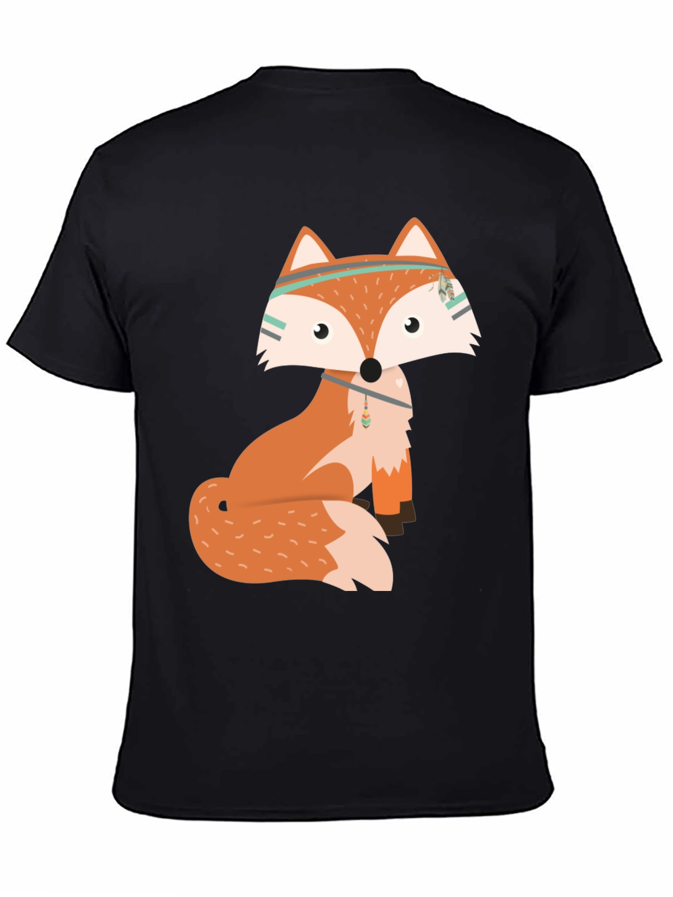 Trendy Fox Graphic Tee - Black Cotton Blend