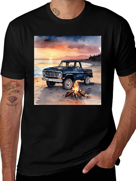 Vintage Truck Beach Campfire T-Shirt