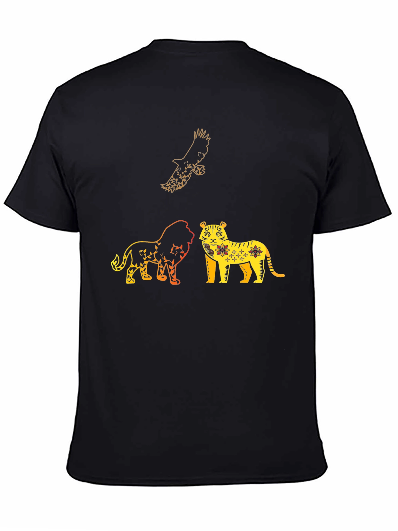Lion Tiger Eagle Graphic Print T-Shirt