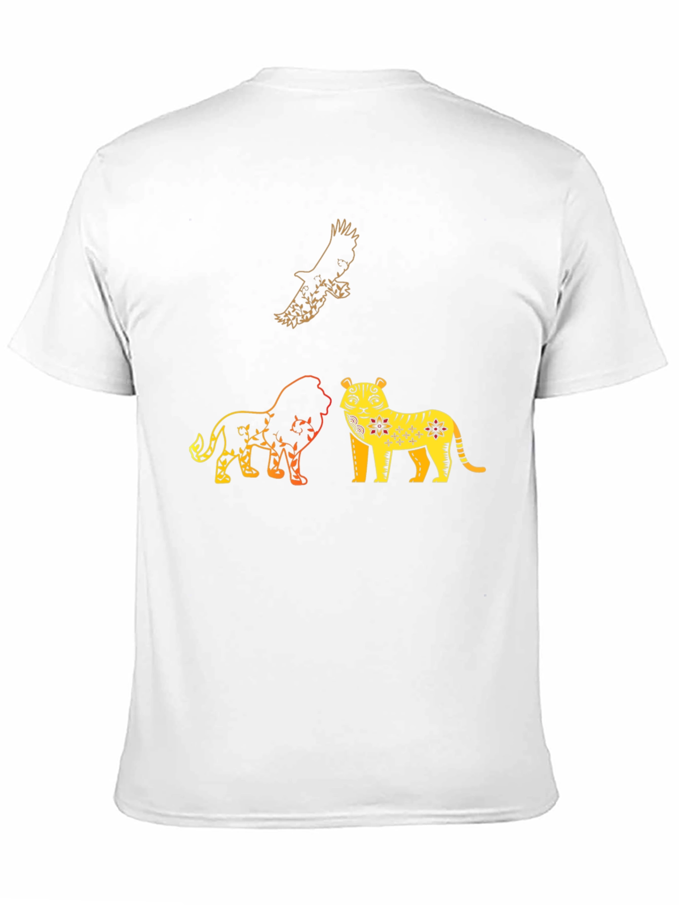 Lion Tiger Eagle Graphic Print T-Shirt