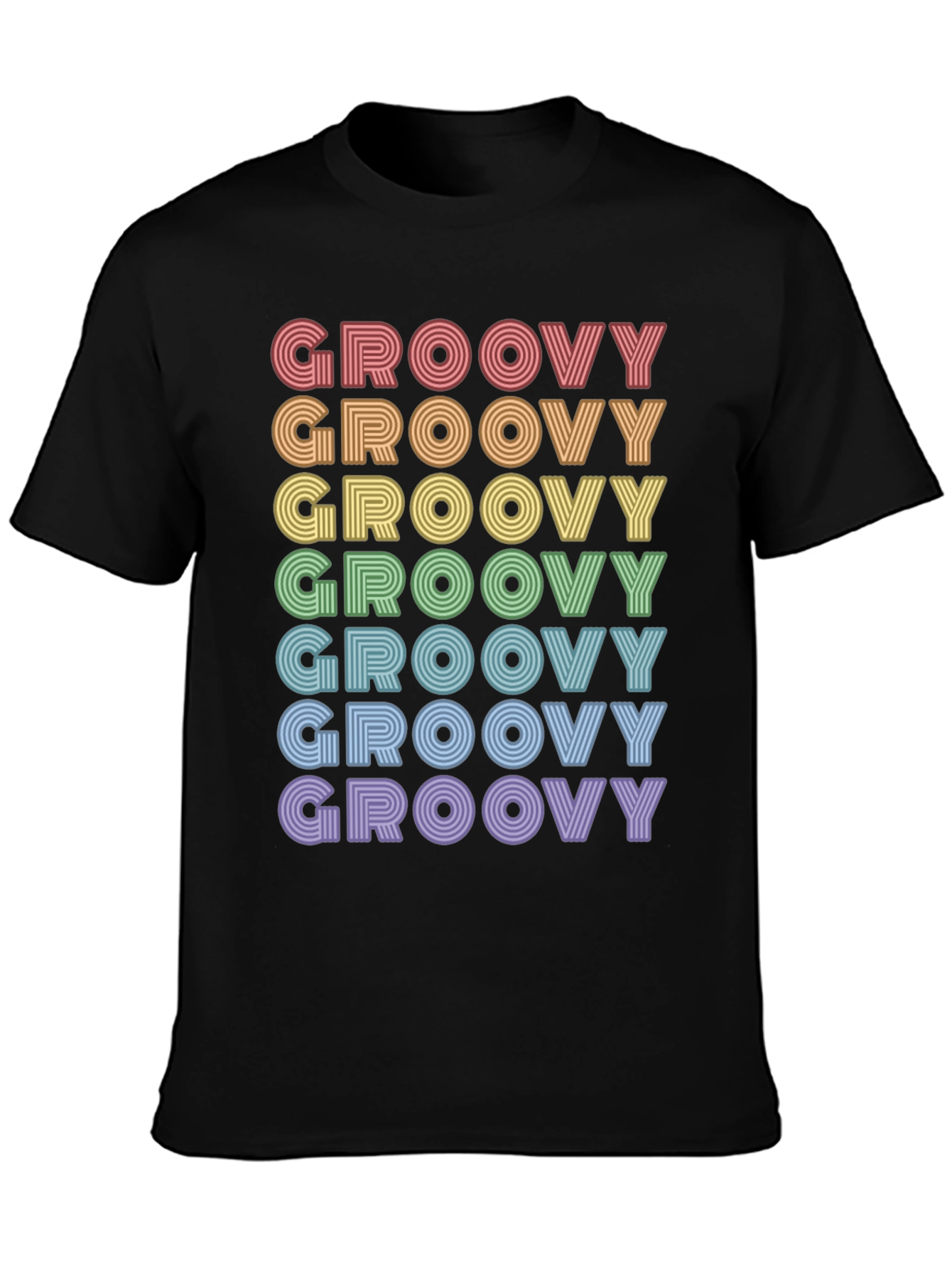 Retro Groovy Rainbow Text T-Shirt - Unisex