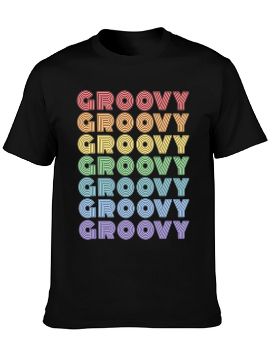 Retro Groovy Rainbow Text T-Shirt - Unisex