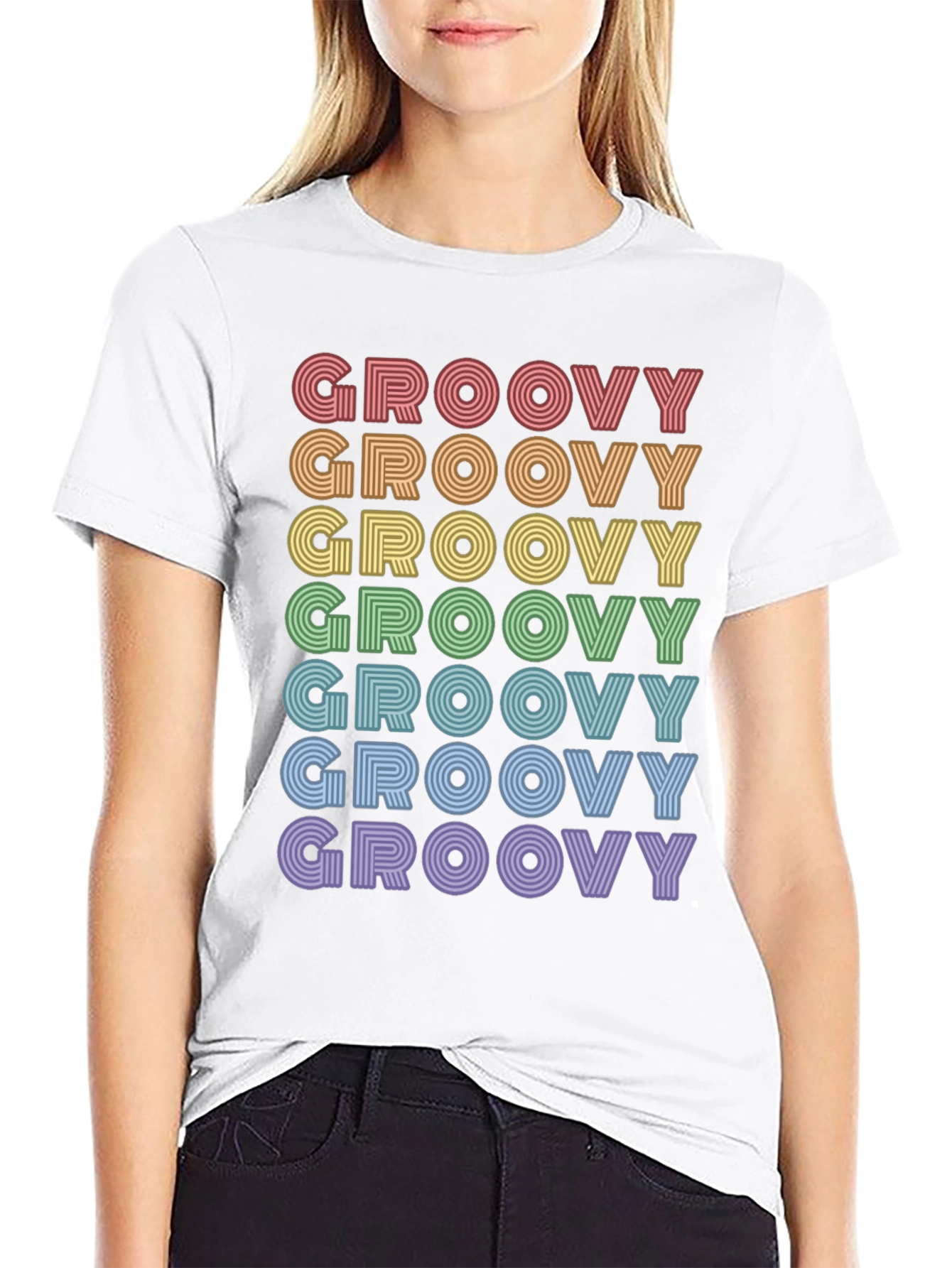 Retro Groovy Rainbow Text T-Shirt - Unisex