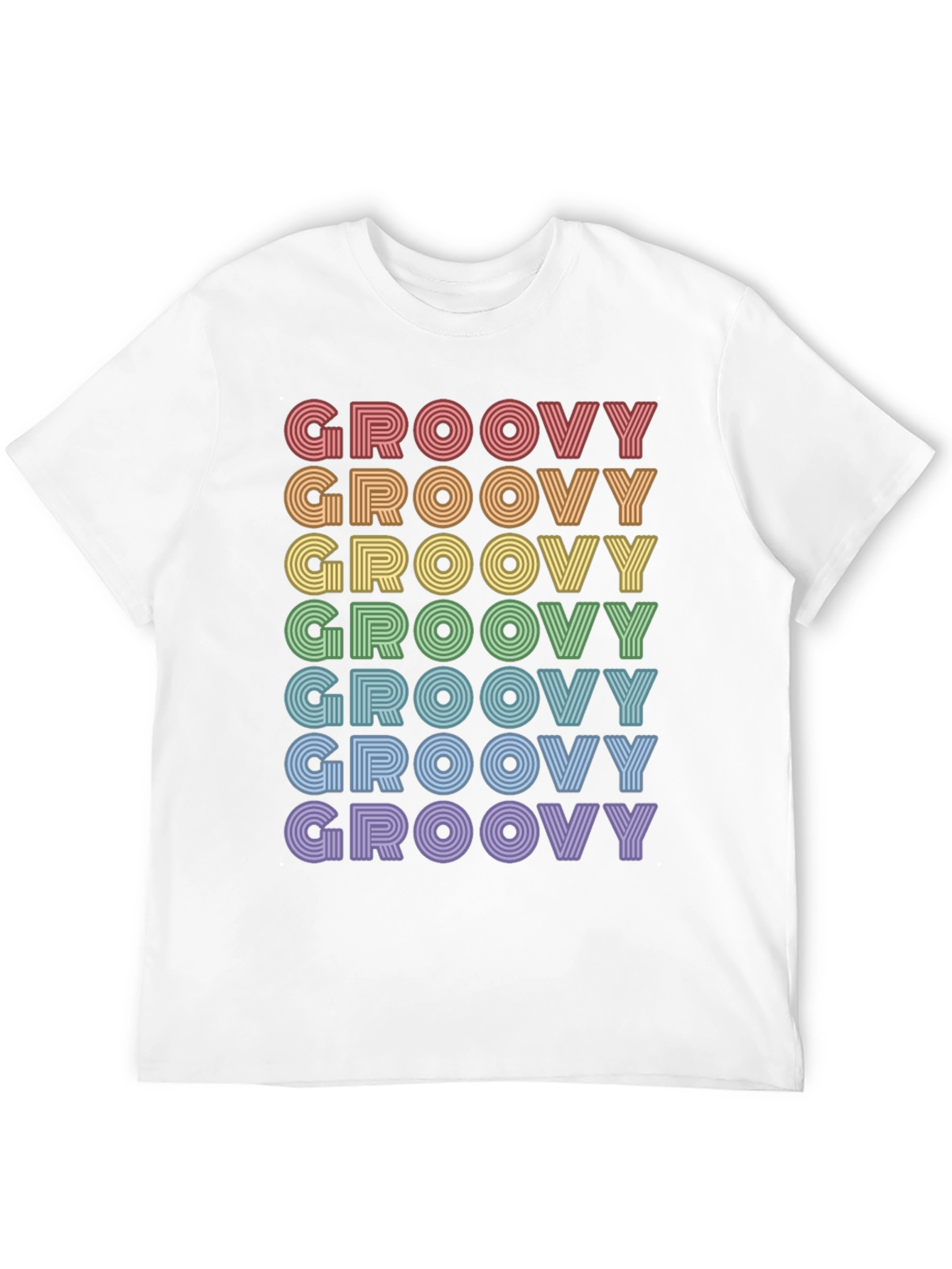 Retro Groovy Rainbow Text T-Shirt - Unisex
