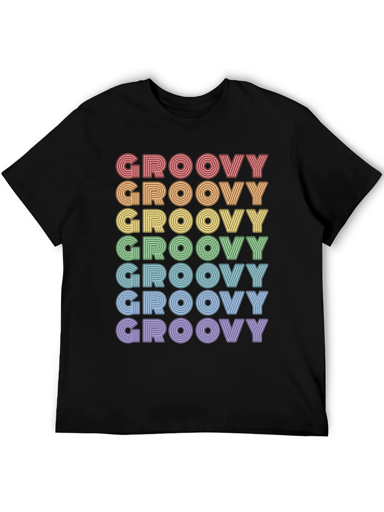 Retro Groovy Rainbow Text T-Shirt - Unisex