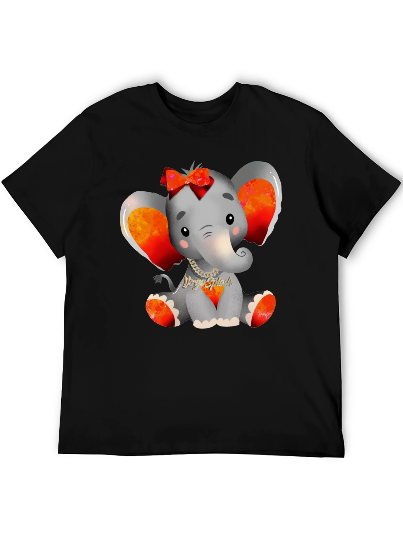 Cute Elephant Graphic Tee - Black Cotton Blend