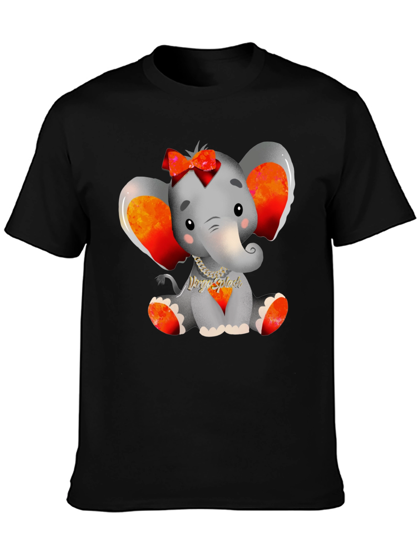 Cute Elephant Graphic Tee - Black Cotton Blend