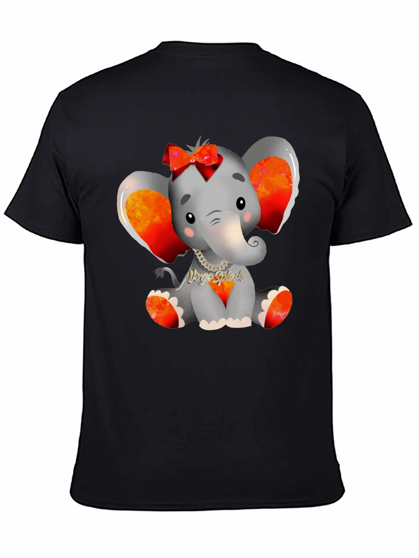 Cute Elephant Graphic Tee - Black Cotton Blend