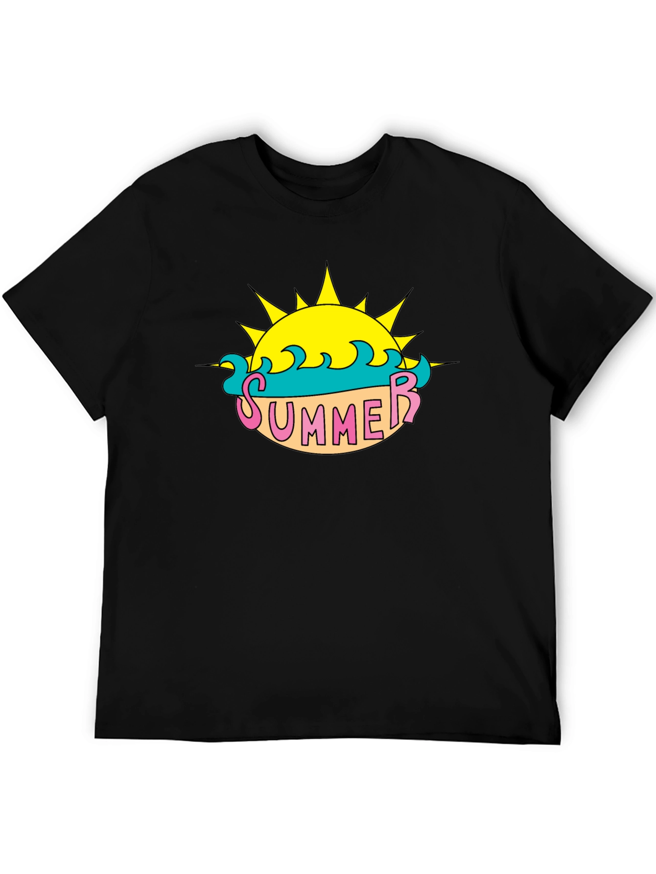 Summer Sun Graphic Tee - Black Casual T-Shirt