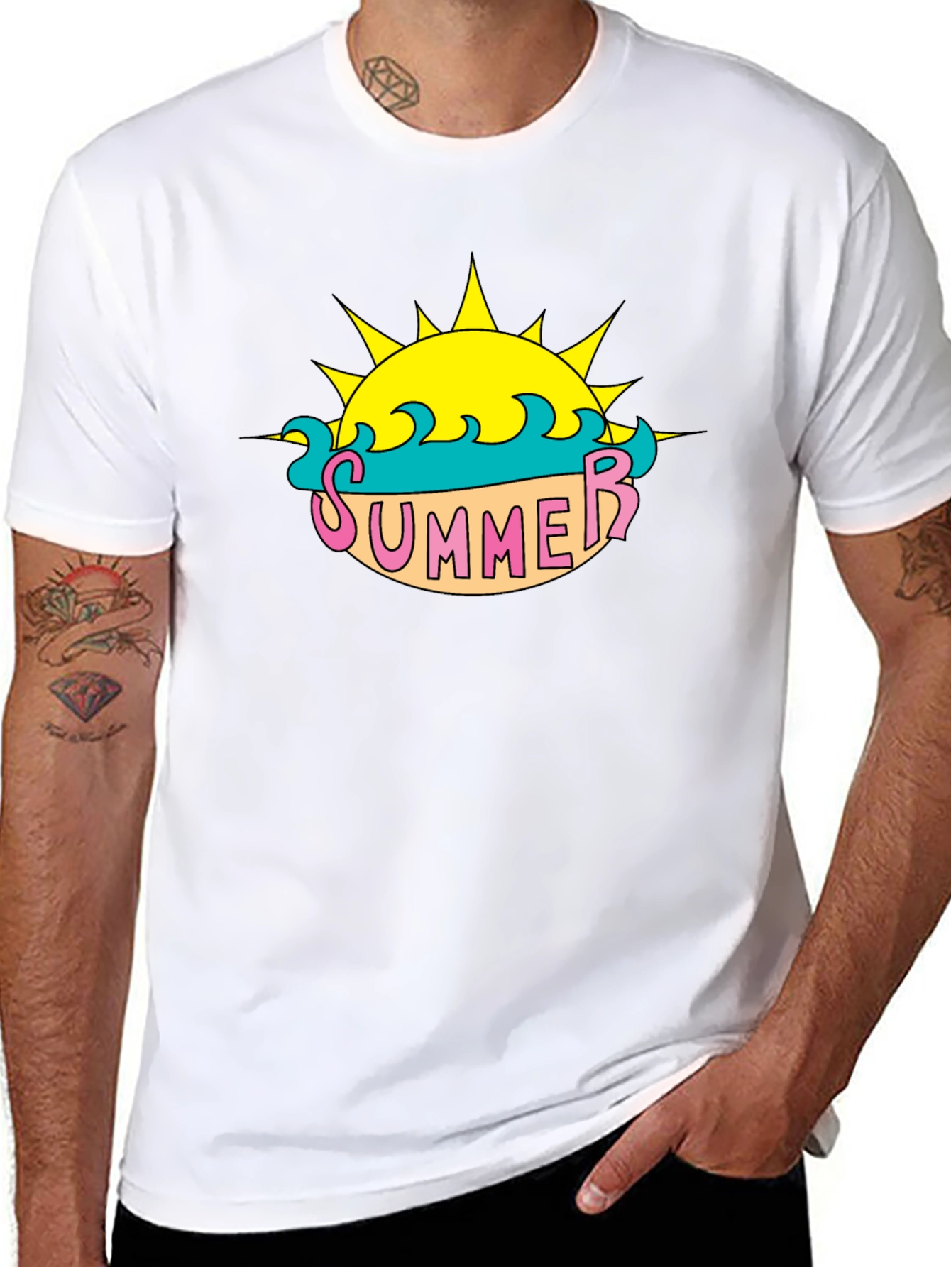 Summer Sun Graphic Tee - Black Casual T-Shirt