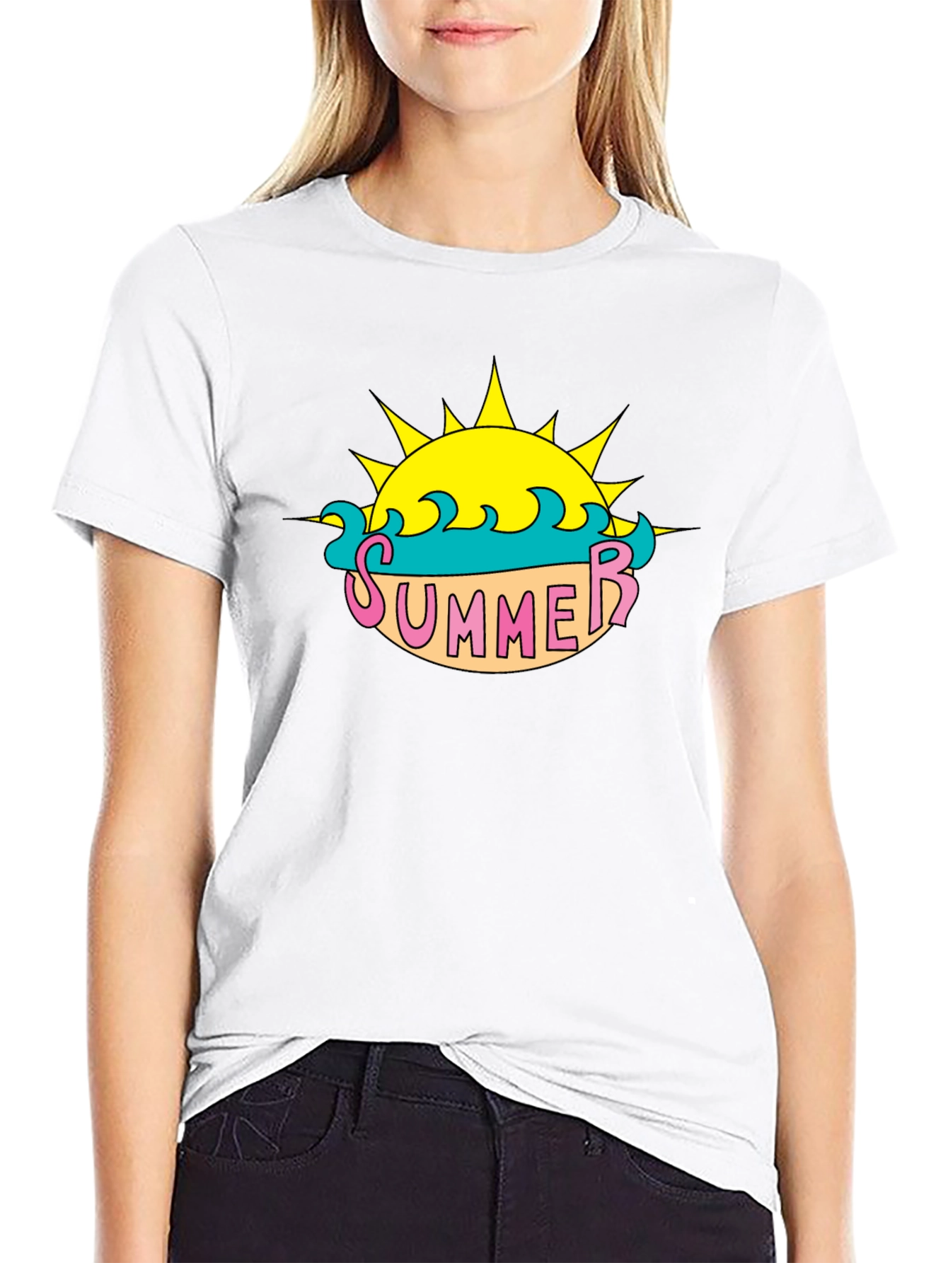 Summer Sun Graphic Tee - Black Casual T-Shirt