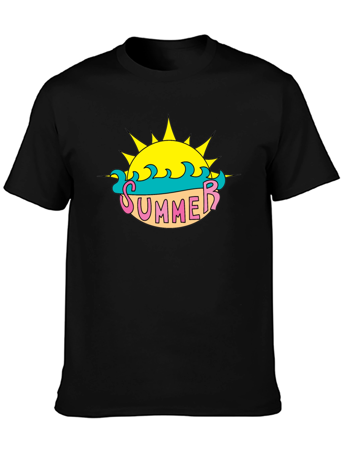 Summer Sun Graphic Tee - Black Casual T-Shirt
