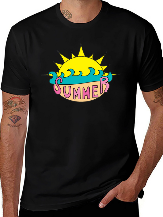 Summer Sun Graphic Tee - Black Casual T-Shirt