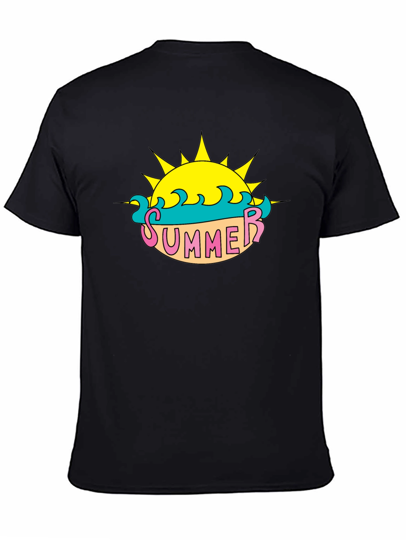 Summer Sun Graphic Tee - Black Casual T-Shirt