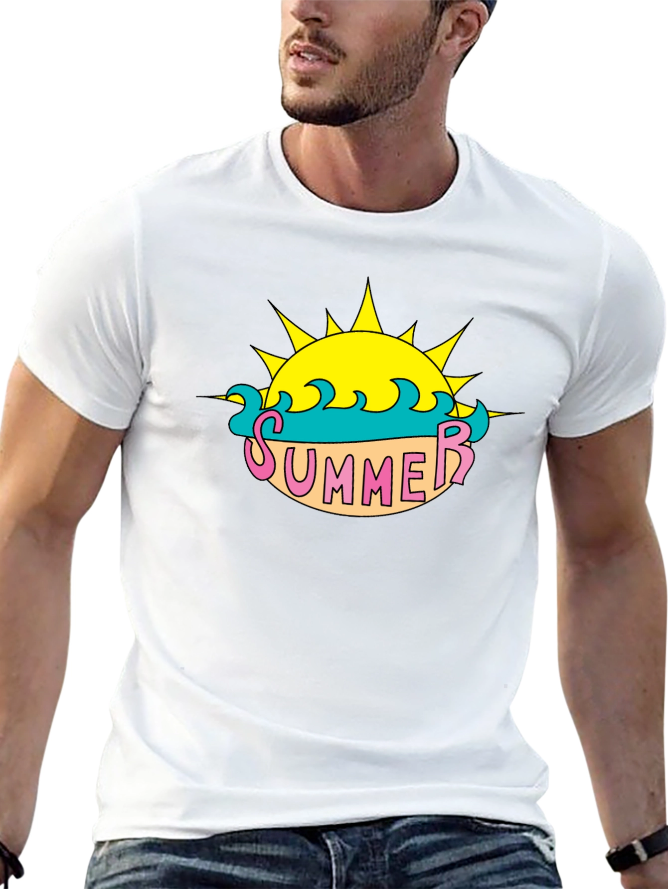 Summer Sun Graphic Tee - Black Casual T-Shirt