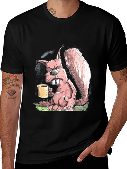 Grumpy Squirrel Coffee T-Shirt - Funny Novelty Tee