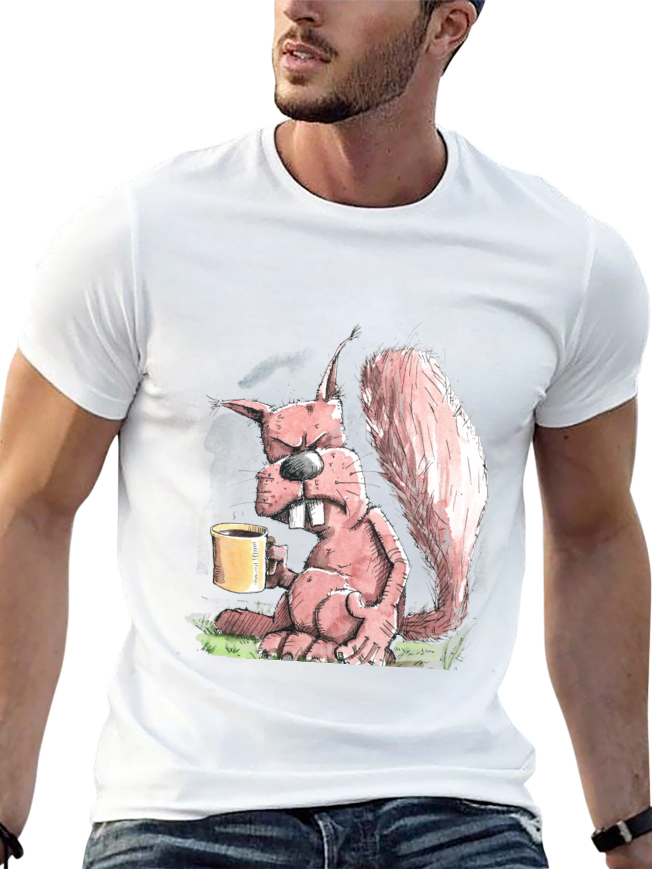 Grumpy Squirrel Coffee T-Shirt - Funny Novelty Tee