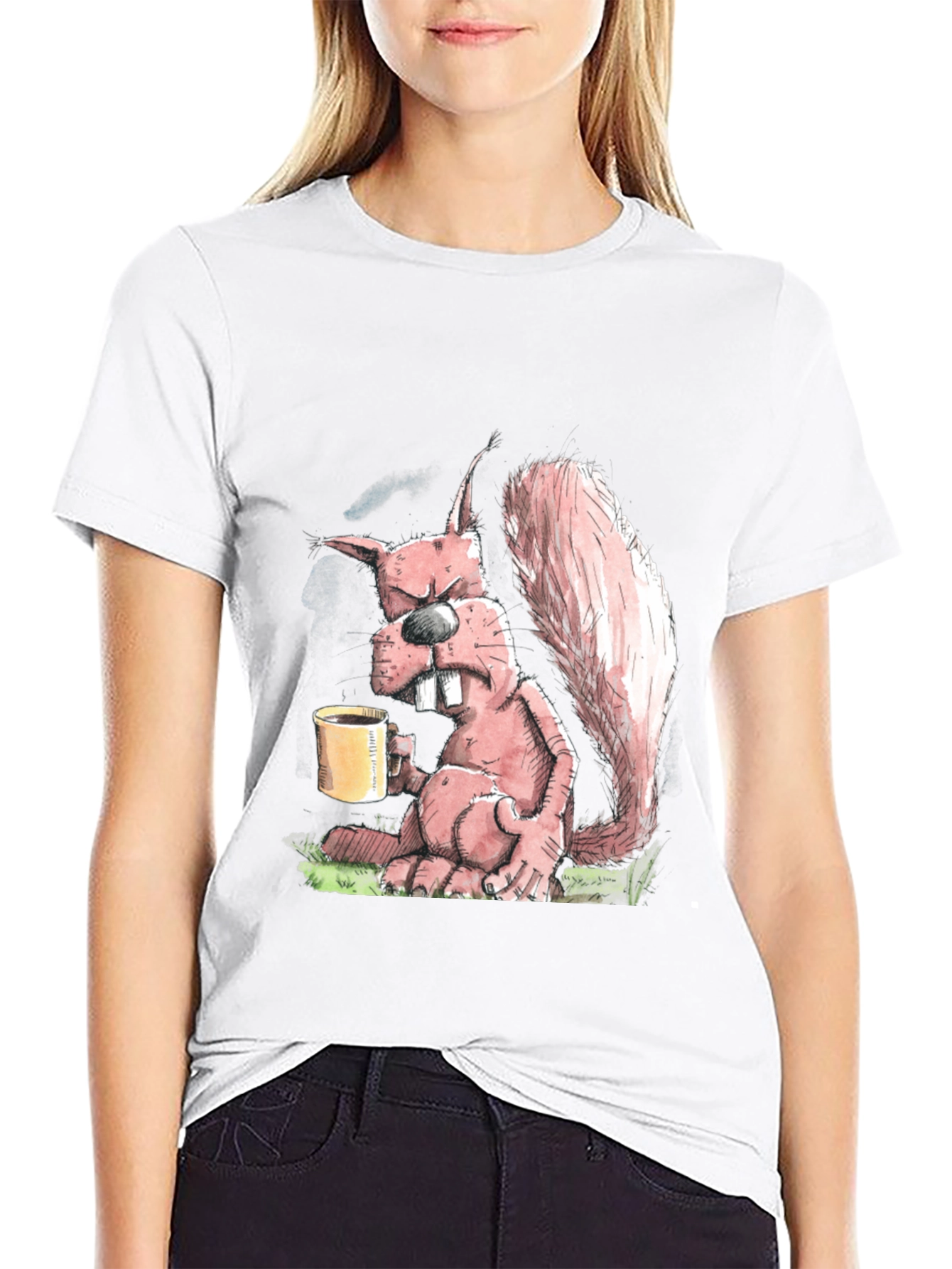 Grumpy Squirrel Coffee T-Shirt - Funny Novelty Tee