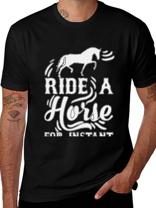 Ride a Horse T-Shirt - Black Cotton Graphic Tee