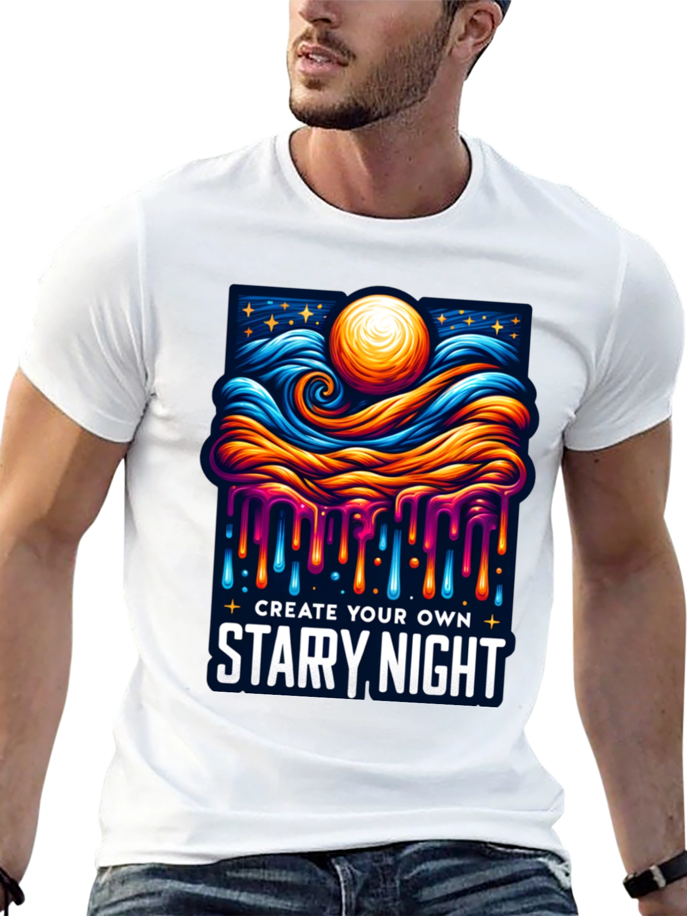 Starry Night Graphic Tee - Art Inspired Design