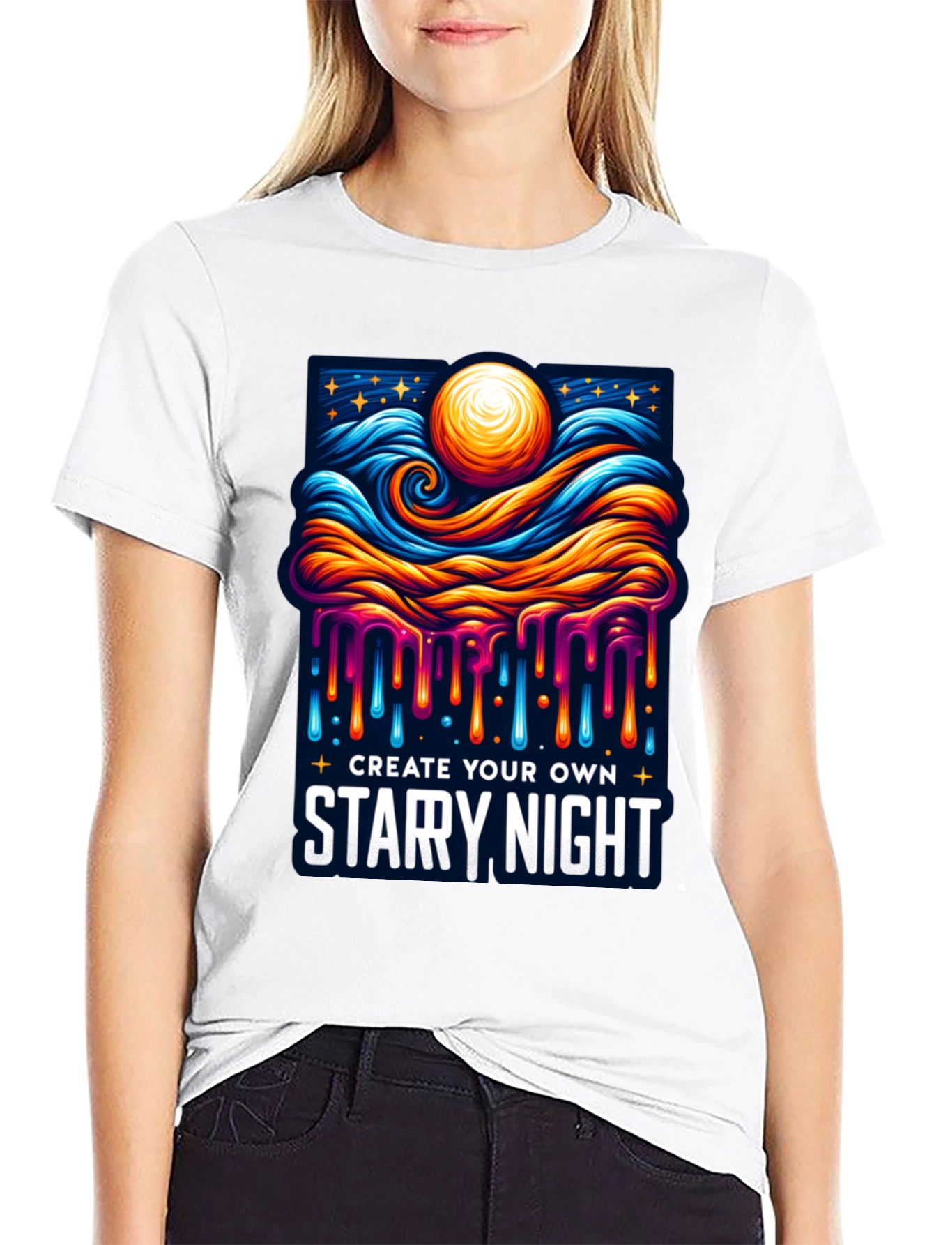 Starry Night Graphic Tee - Art Inspired Design
