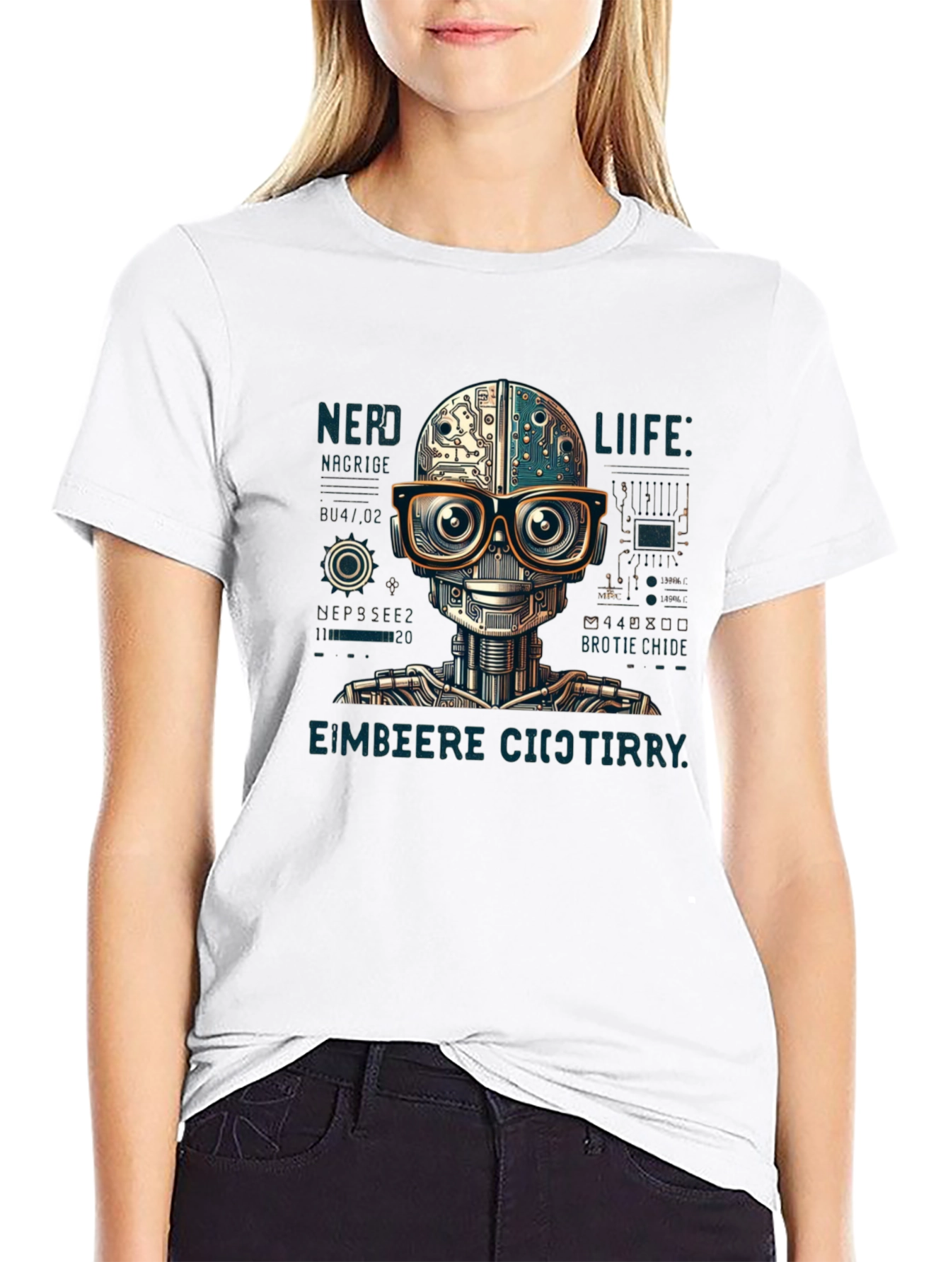 Nerd Life Robot Graphic T-Shirt