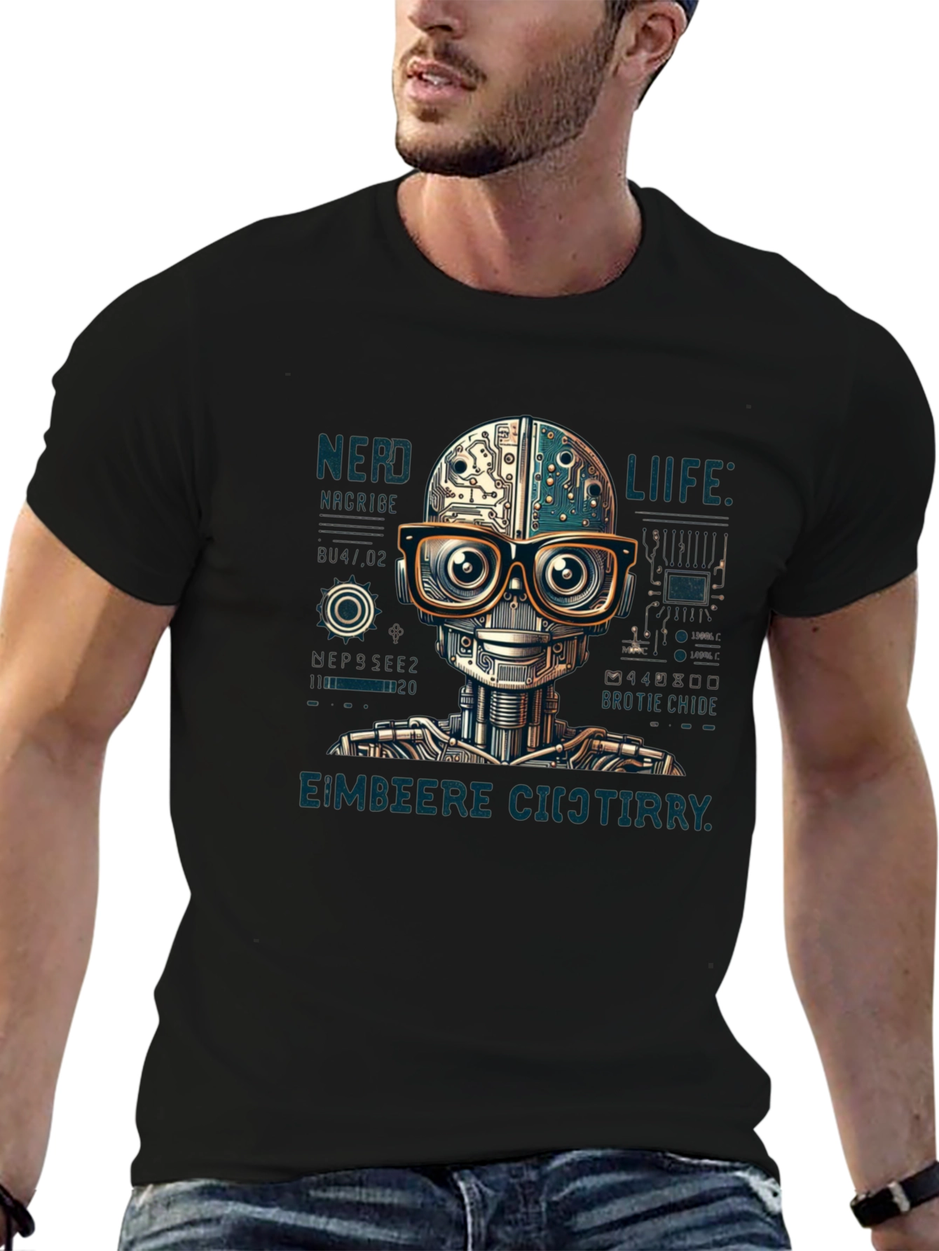 Nerd Life Robot Graphic T-Shirt